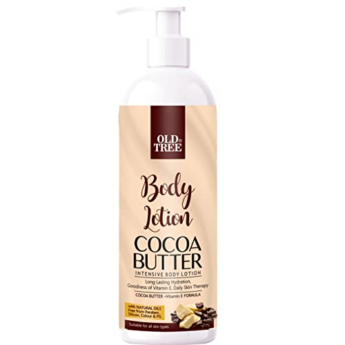 Organic Cocoa Butter Body Lotion with Vitamin E (500ml) - Deep Moisturizing Cream for Dry & Sensitive Skin - Nourishing Body Butter for Women & Men - Perfect for Daily Hydration & Nighttime Skin Repair
