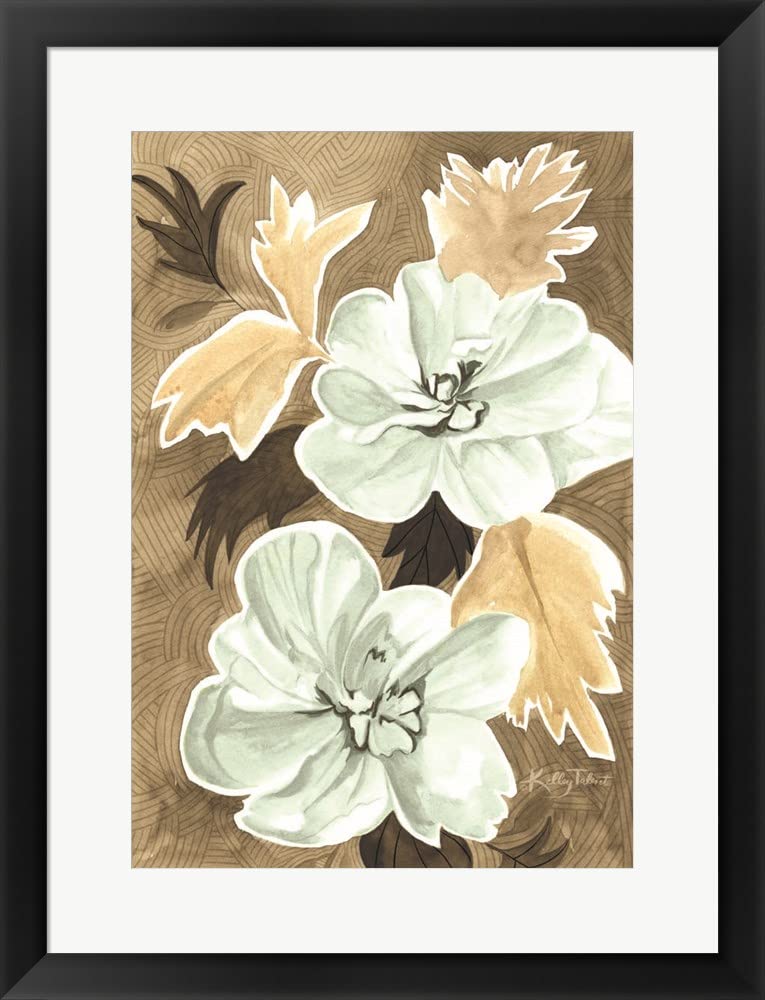Serene Botanicals I by Kelley Talent - Framed Art Print Wall Picture with Black Frame, 21 x 27 Inches - Perfect for Living Room, Bedroom & Office Decor