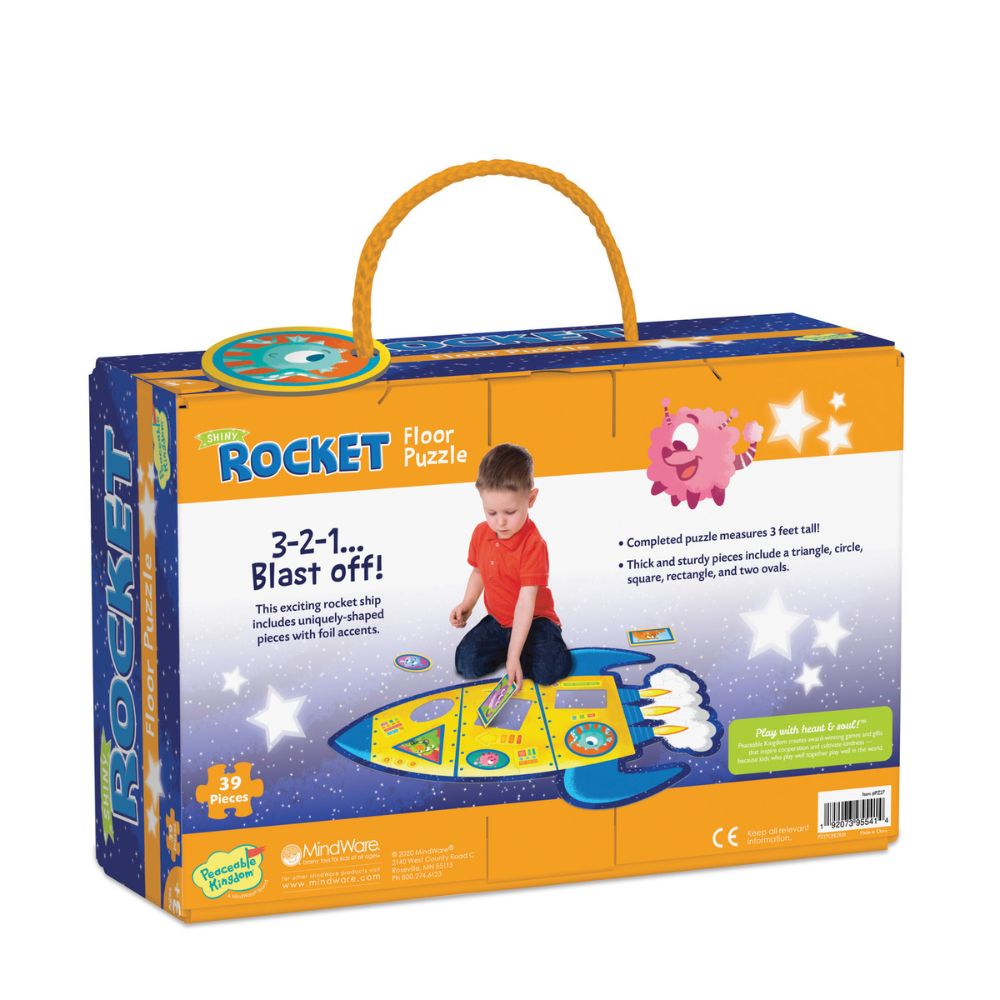 Peaceable Kingdom Shiny Rocket Floor Puzzle for Kids – Fun & Educational Space-Themed Puzzle for Playrooms & Classrooms