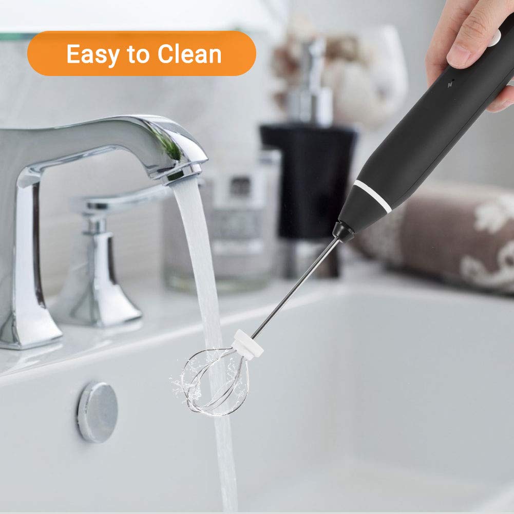 UPMSX Electric Milk Frother Handheld - 3 Speed Rechargeable Stainless Steel Whisk for Coffee, Latte, Cappuccino, Hot Chocolate & Bulletproof Coffee | Perfect for Home, Office & Cafe Use