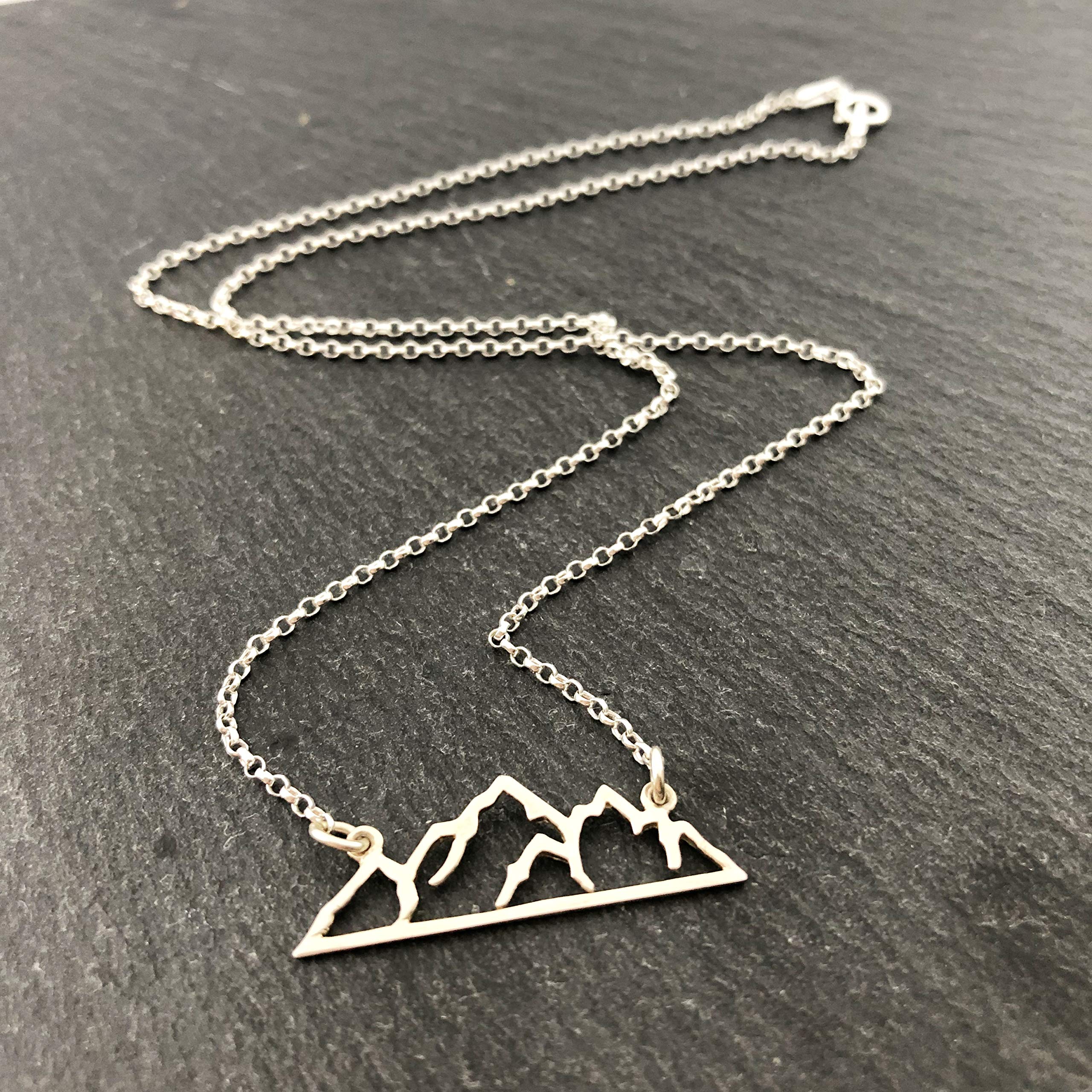 Sterling Silver Mountain Bar Connector Charm Necklace for Women | Dainty Layering Jewelry | Perfect for Everyday Wear, Date Nights & Gifting