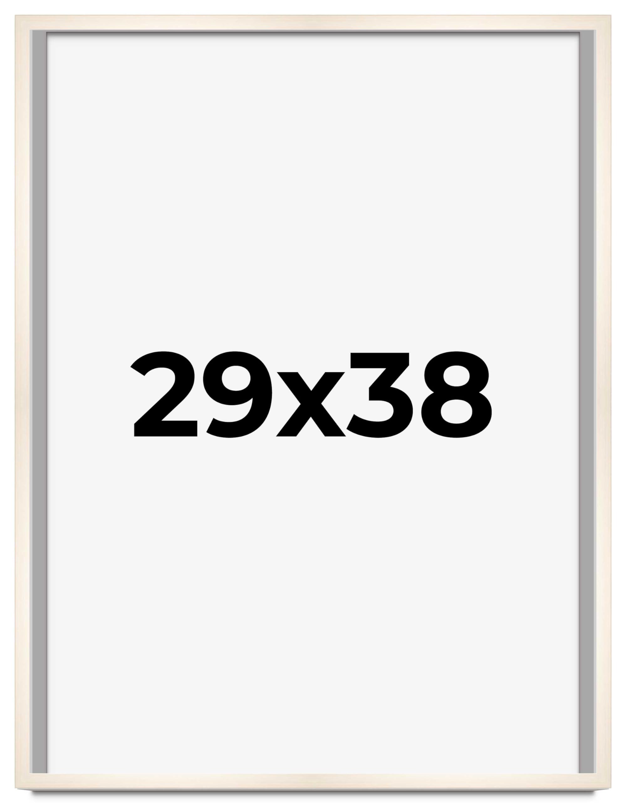 CountryArtHouse 29x38 Inch Whitewashed Solid Wood Picture Frame - 0.8125 Inch Moulding Width with UV Acrylic Plexiglass, Acid-Free Foam Backing & Hanging Hardware - Perfect for Wall Art, Family Photos, and Home Decor Display