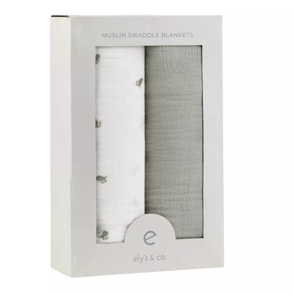 Ely's&Co. Soft Breathable Muslin Swaddle Blankets for Babies - 2 Pack Set - Perfect for Swaddling, Nursing Cover, Stroller Blanket & Baby Shower Gift
