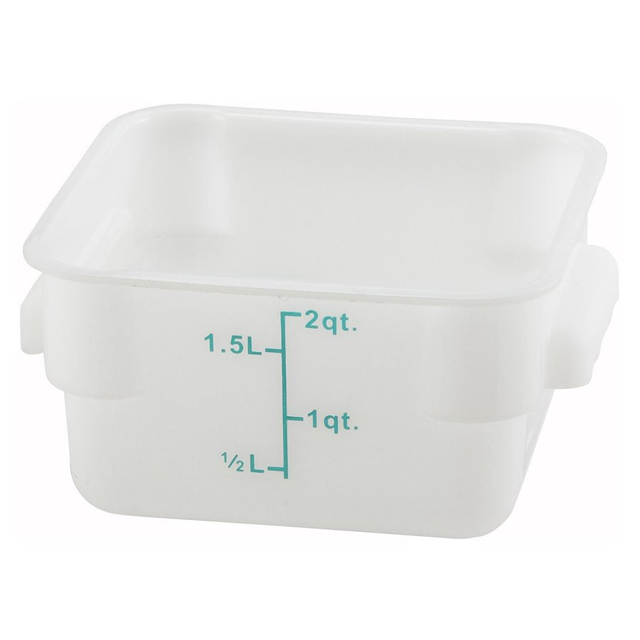 Winco 2 Qt (Quart) White Food Storage Container with Lid - Airtight Kitchen Organizer for Meal Prep, Leftovers & Pantry Storage | BPA-Free Plastic Container for Home & Office Use