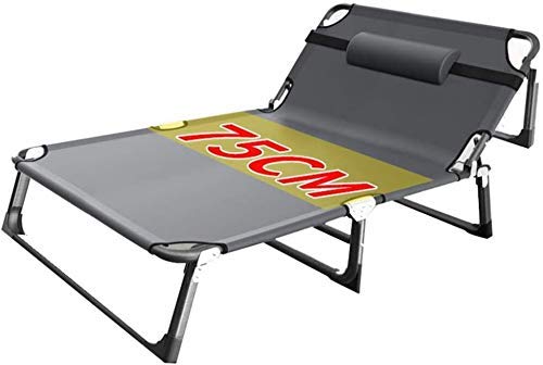 Heavy Duty Folding Chair Bed with Cushion - Extra Wide Grey Lounge Chair for Camping, Outdoor, Office, Sports & Hiking - Perfect for Relaxation, Resting and Small Space Living