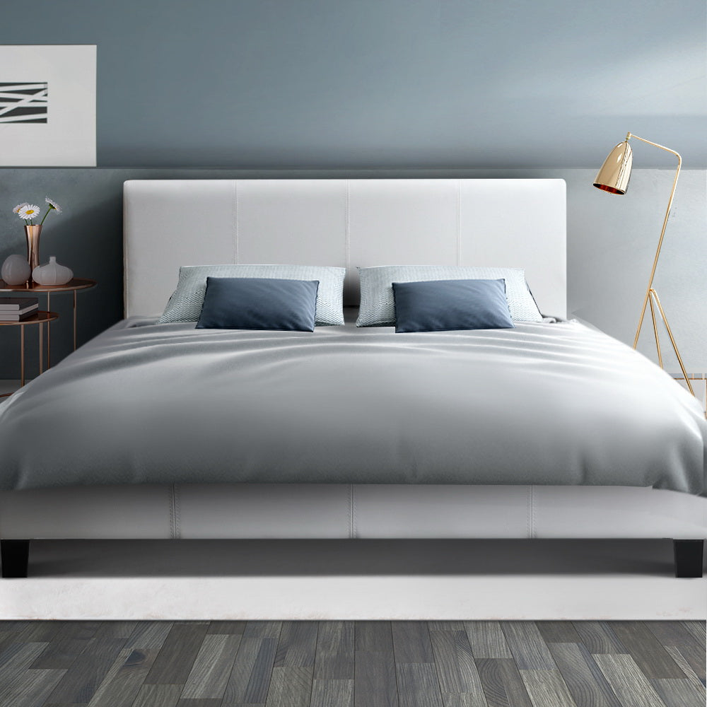 Coogee White Double Bed Frame - Sturdy & Modern Design for Bedroom, Guest Room, or Dorm