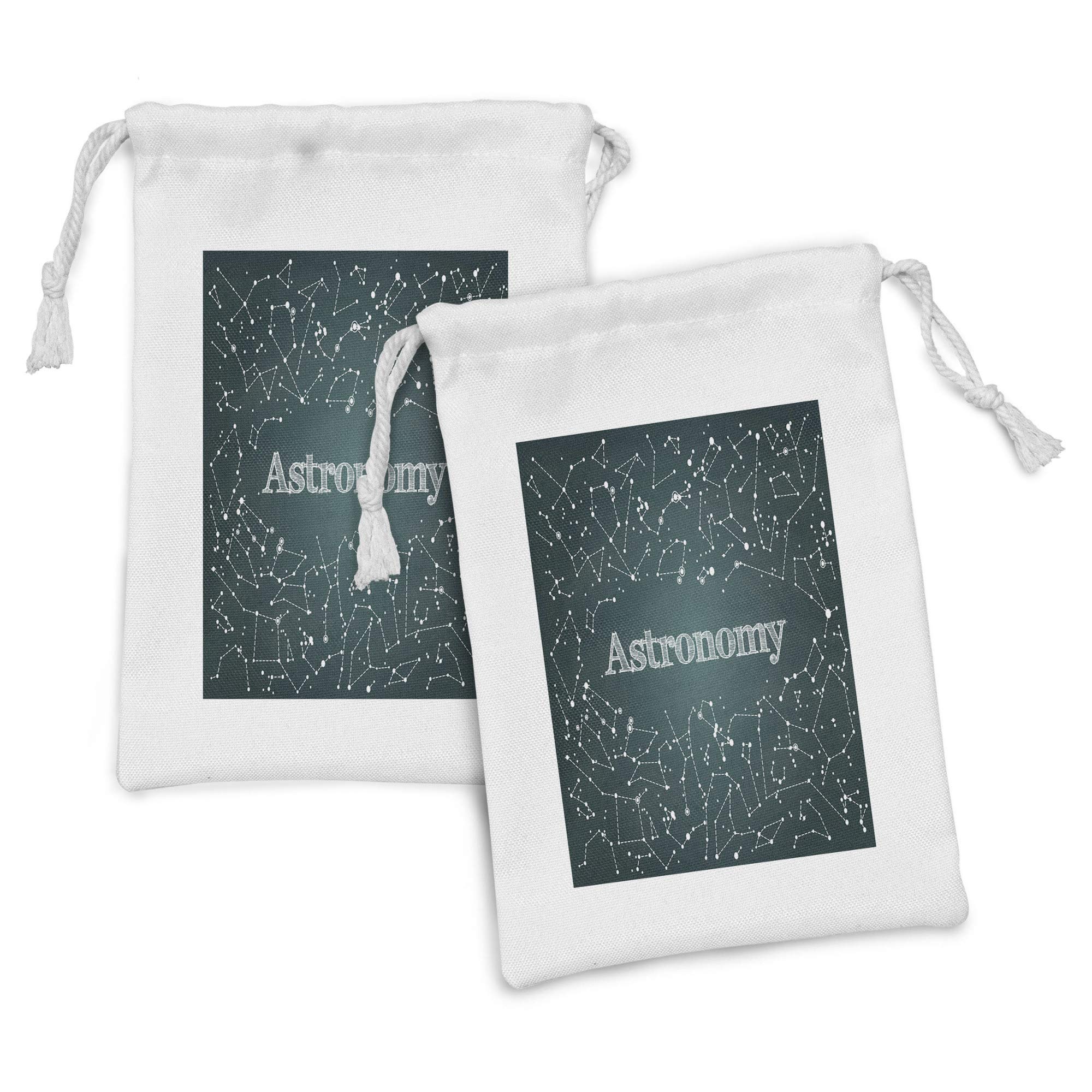 Ambesonne 2-Pack Constellation Fabric Pouches - Astronomy Star Clusters Design Drawstring Bags (9