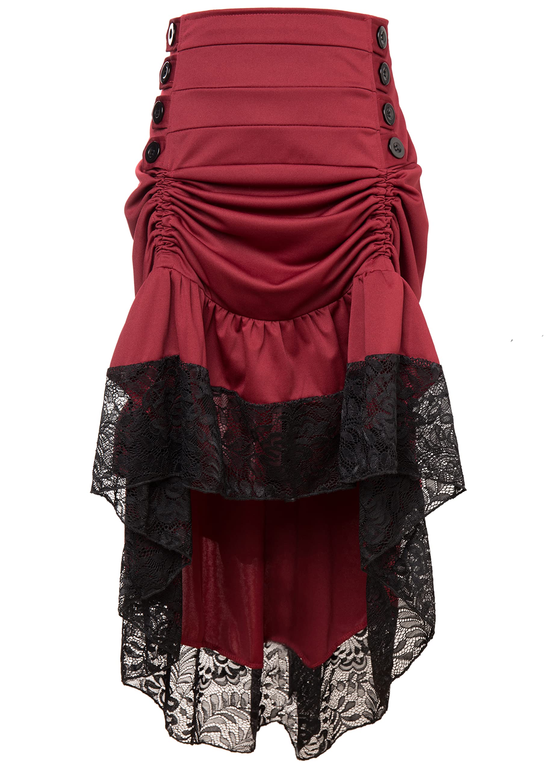 NZFXYF Women's Adjustable Ruffle High-Low Gothic Skirt | Plus Size Steampunk Corset Long Dress for Cosplay, Halloween & Victorian Style Outfits