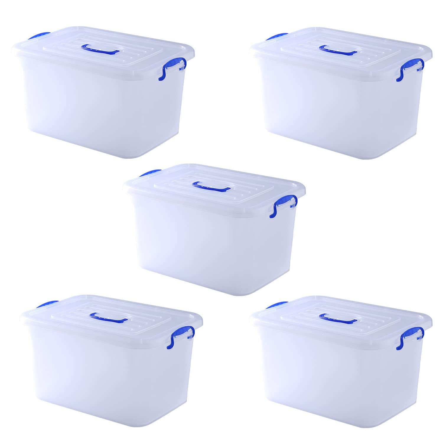 5-Pack Stackable & Nestable Plastic Storage Bins with Lids - Clear Quart Organizing Containers for Shoes, Heels, Toys, Art Supplies | Perfect for Closet, Garage & Kids Room Organization