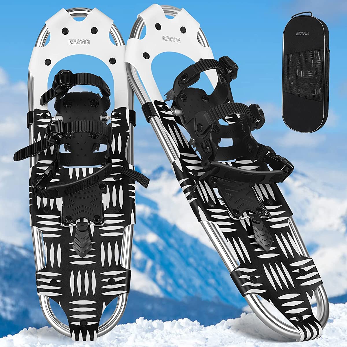 RESVIN 25/30 Inch Lightweight Aluminum Snowshoes for Men, Women & Youth - EVA Padded Ratchet Bindings & Carry Bag - Perfect for Hiking, Backpacking & Winter Outdoor Adventures