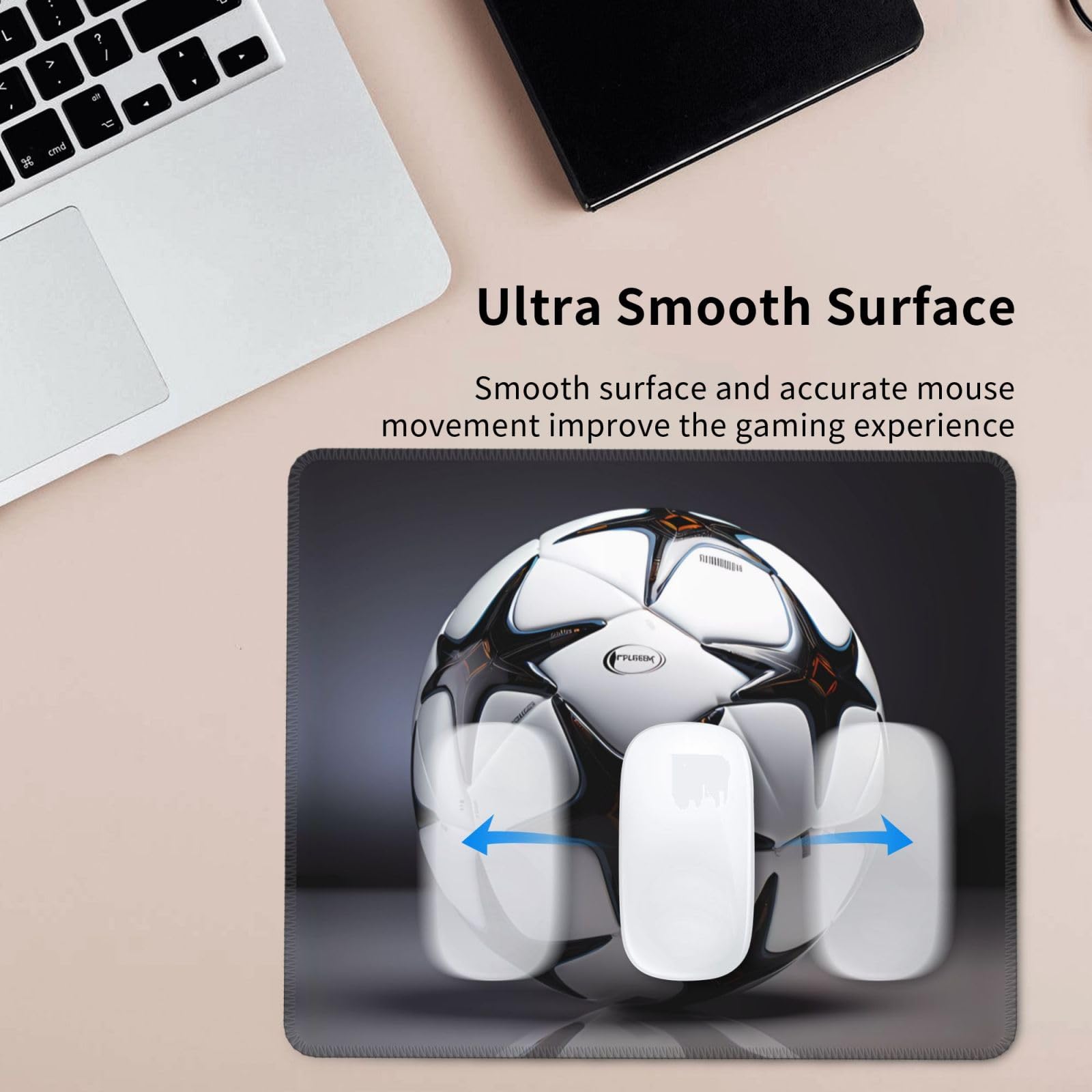 Premium Black and White Football Design Gaming Mouse Pad - Extra Large Non-Slip Desk Mat for PC, Laptop & Office Use - Perfect for Gamers, Work & Home Office Setup