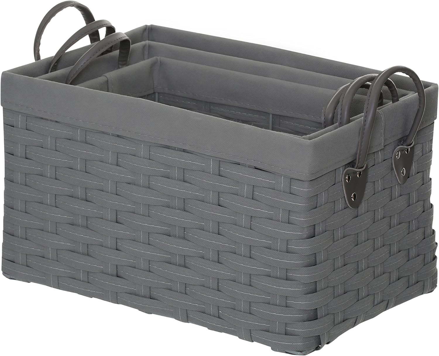 Lida Storage Baskets - Set of 3, Foldable Fabric Bins for Home Organization (Small/Medium/Large) - Perfect for Closet, Nursery, Laundry Room & Office Storage