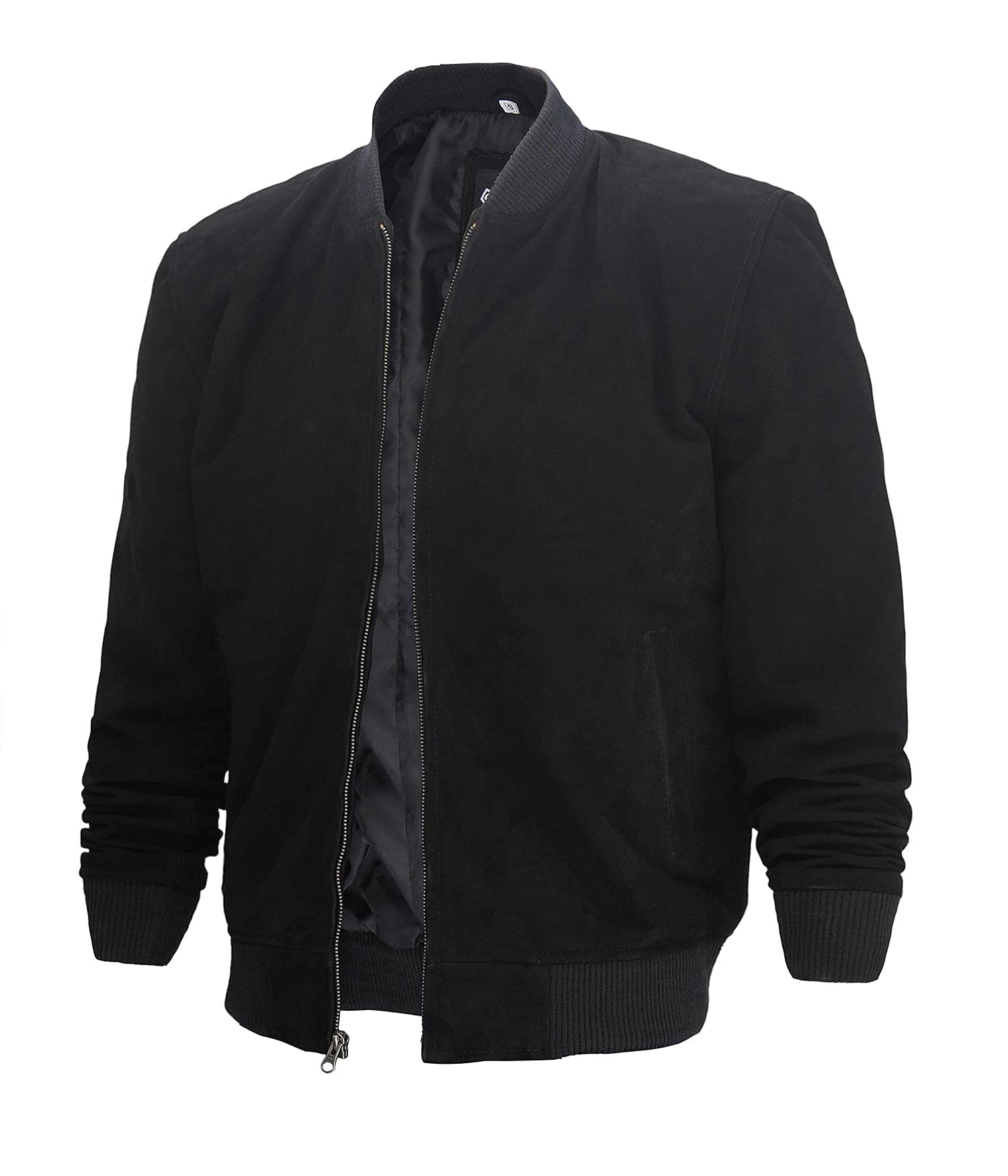 Men's Suede & Leather Bomber Jacket - Black & Brown Vintage Aviator Jacket for Casual Wear & Outdoor Adventures