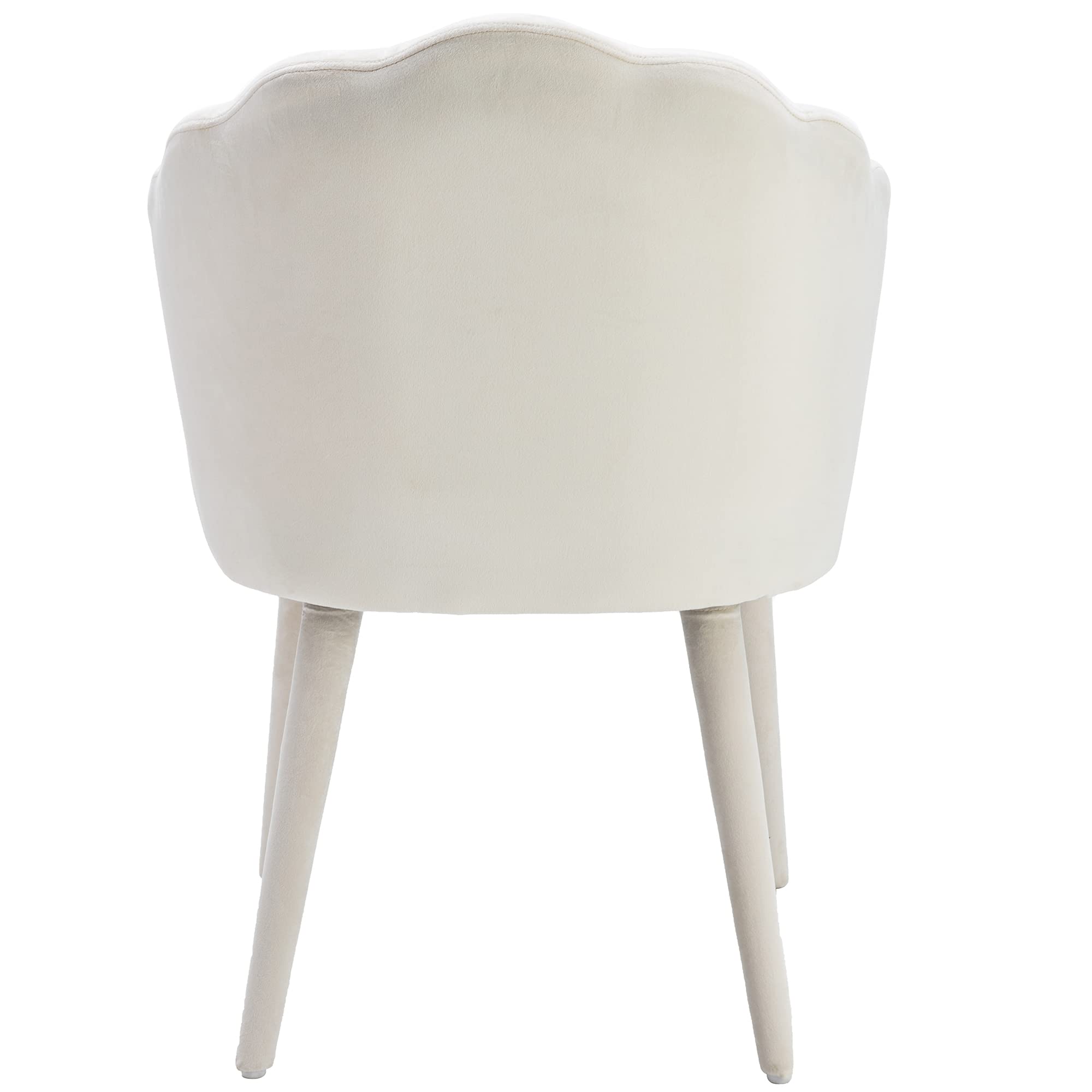 Velvet Dining Chairs Set of 2 - Modern Upholstered Accent Chairs with Wooden Legs for Kitchen, Living Room & Dining Room - Cream Velour Fabric - Perfect for Home Decor, Dinner Parties & Cozy Seating