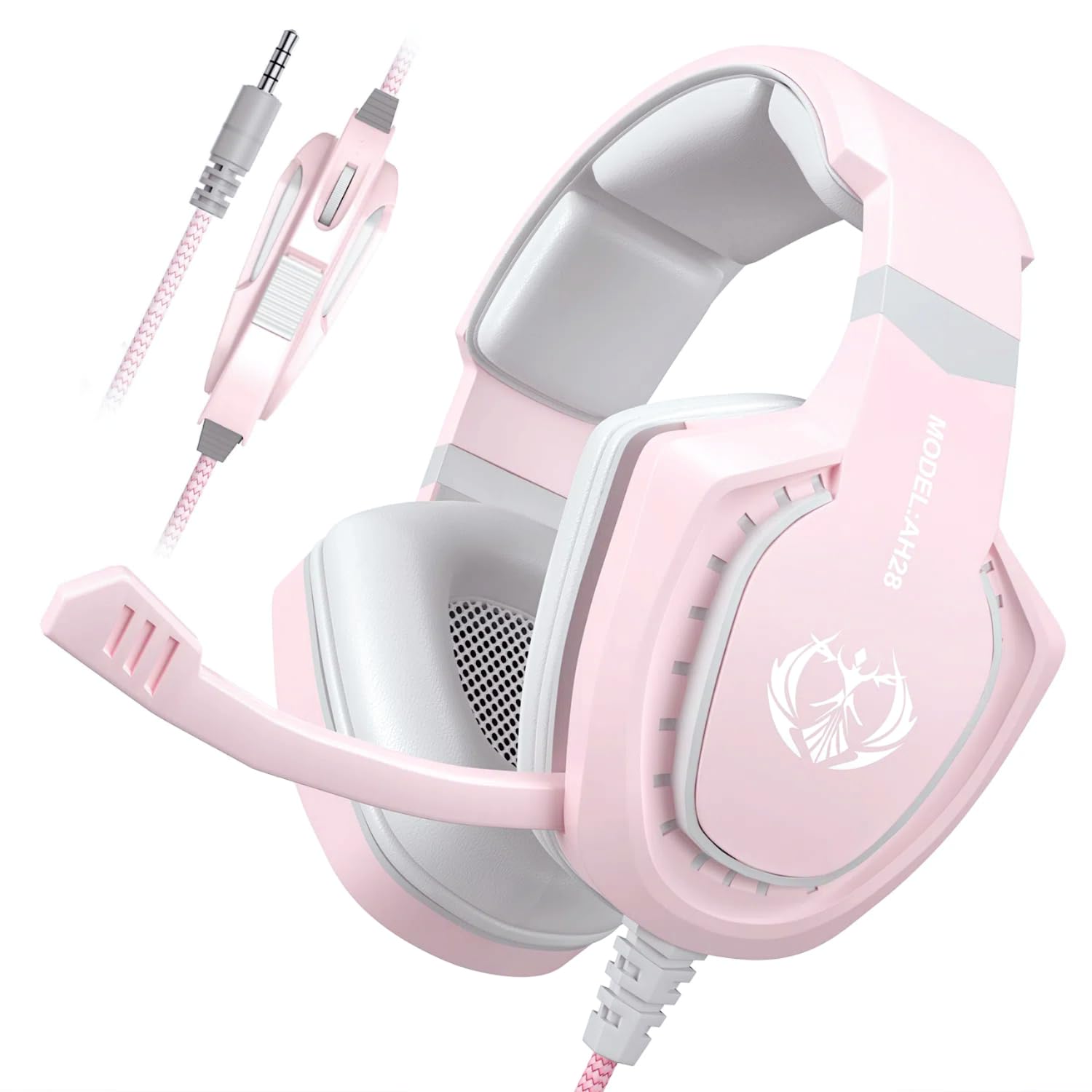 Pink Gaming Headset for Women & Girls with Microphone - Wired Over-Ear Headphones with Bass Boost & Stereo Surround Sound - Compatible with PC, Mac, PS5, Xbox, PS4, Laptop - Perfect for Gaming, Streaming & Online Classes (Pink)