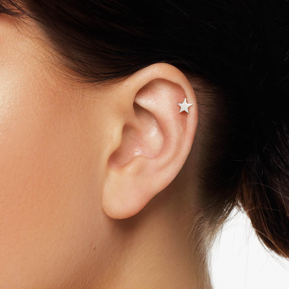 Micro Star Helix Single Stud Earring in Sterling Silver - Perfect for Everyday Wear, Parties & Gifts