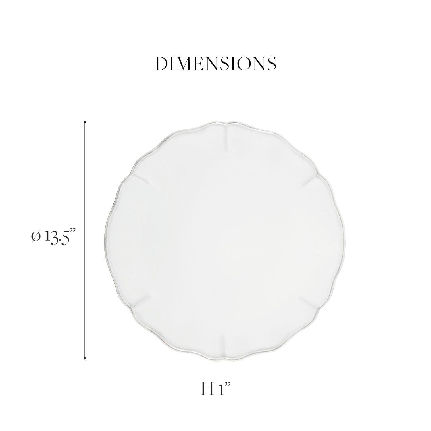 Costa Nova 13-Inch White Ceramic Charger Plate - Alentejo Collection | Microwave & Dishwasher Safe Stoneware Dinnerware | Food Safe Glazed Restaurant Quality Tableware | Perfect for Weddings, Fine Dining & Holiday Entertaining