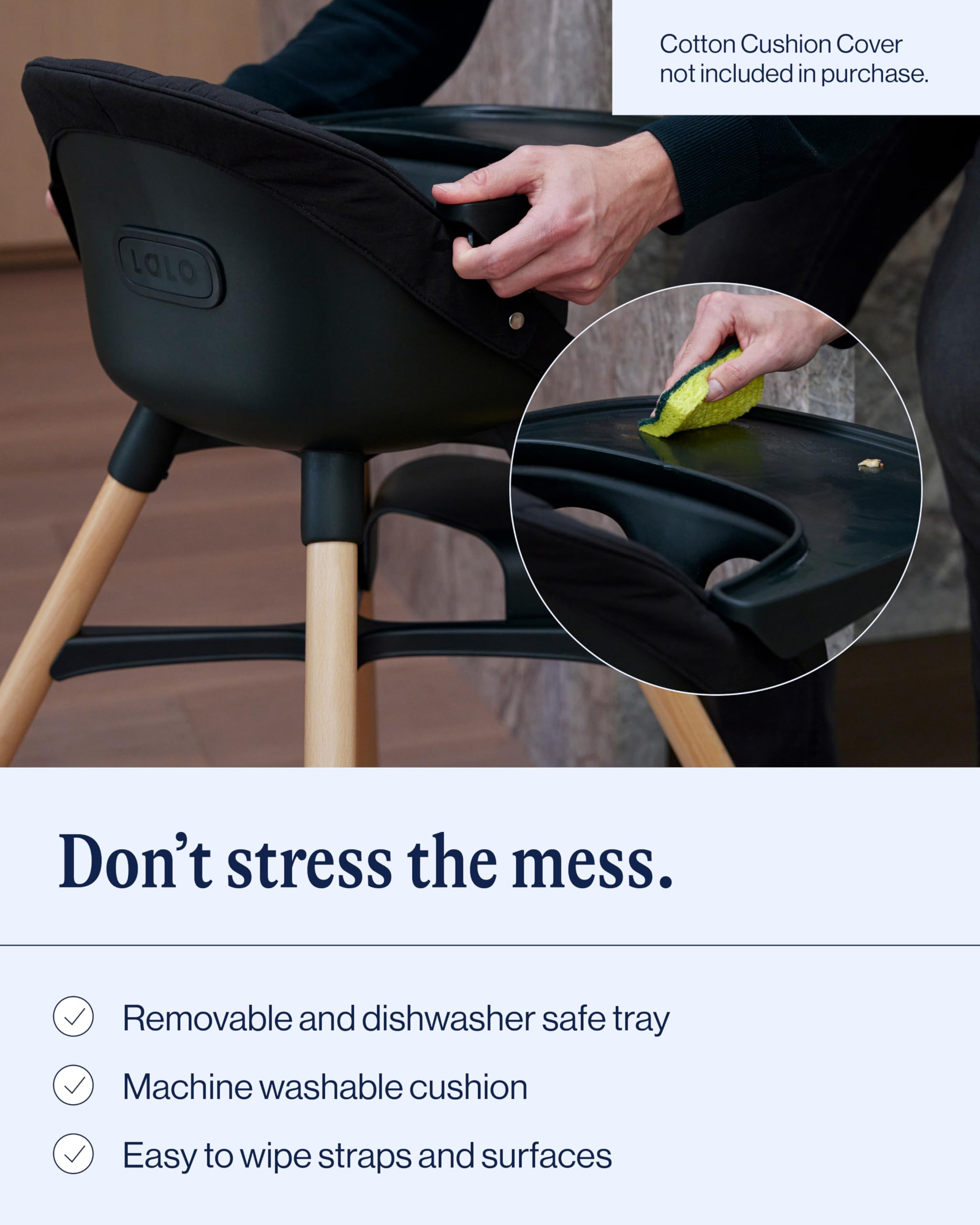 Lalo The Chair 3-in-1 Convertible Wooden High Chair for Babies & Toddlers | Adjustable Footrest, Dishwasher Safe Tray | Grapefruit Color | Perfect for Dining, Weaning & Playtime Activities