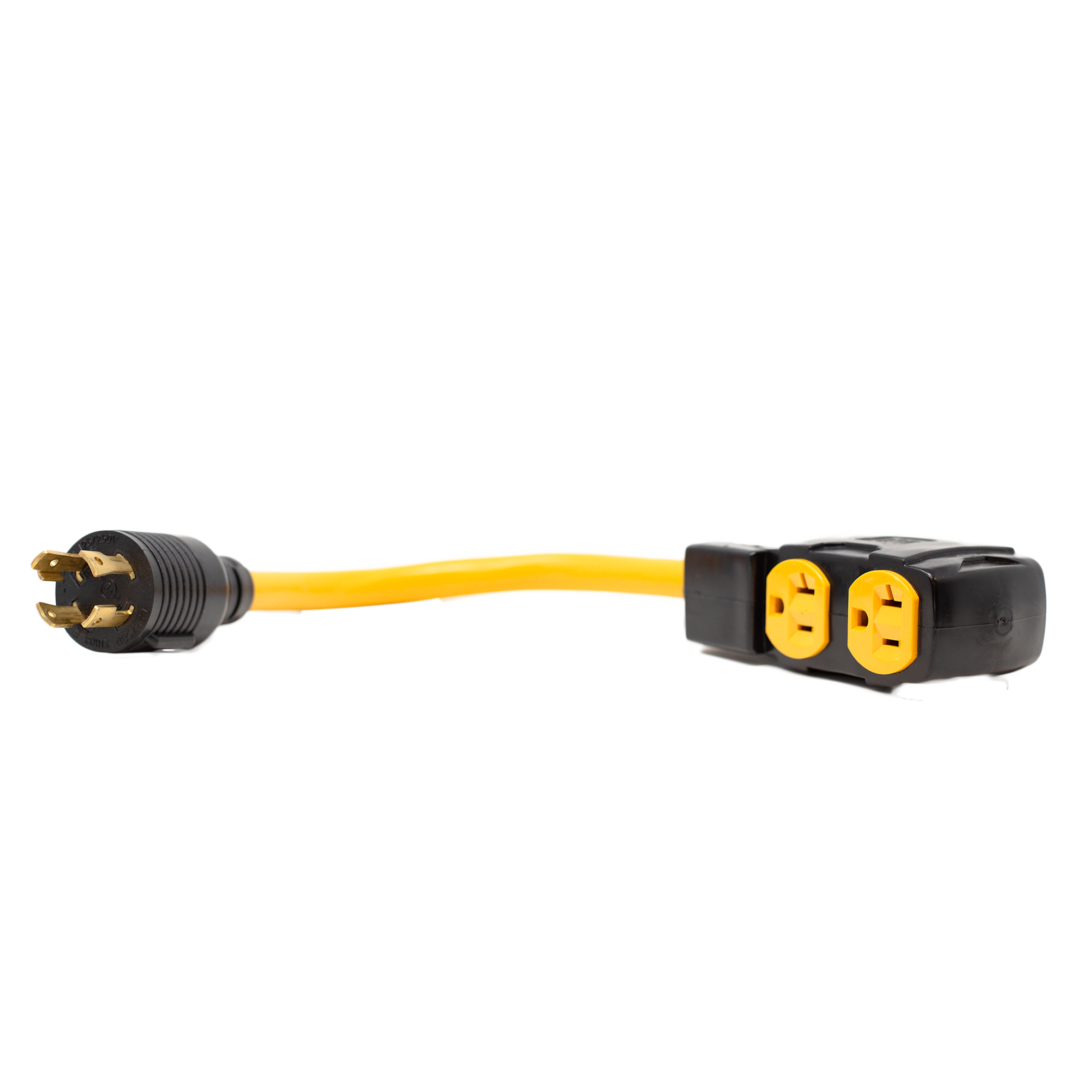 Heavy Duty L14-30P to (4) 5-20R Power Cord with Attachment Clips - Perfect for RV, Generator & Outdoor Power Distribution