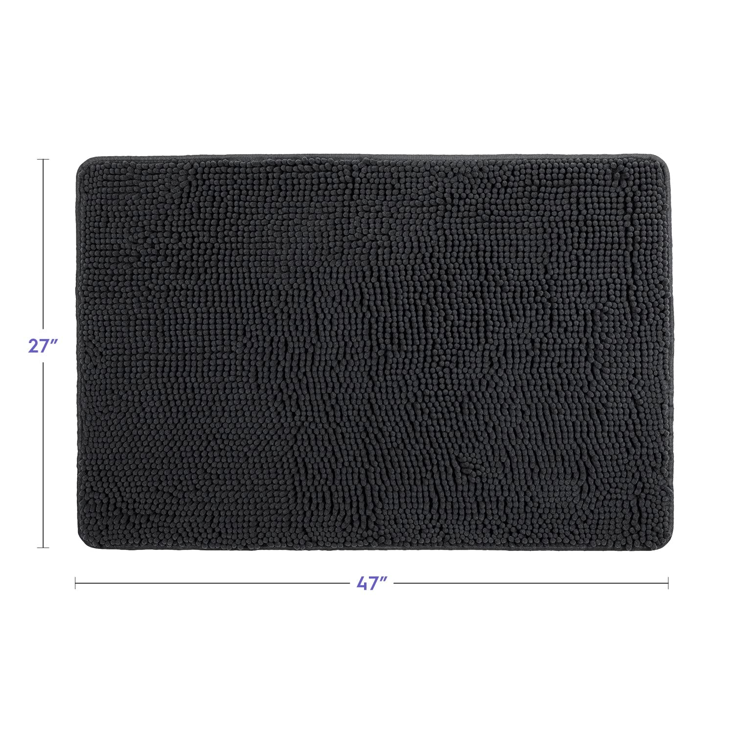 Premium Tafts Memory Foam Bathroom Rug - Ultra Soft Chenille Microfiber Bath Mat with Non-Slip Backing, Super Absorbent & Machine Washable - Shaggy Plush 27x47 Inch Bath Rug for Luxury Bathrooms (Midnight Black) - Perfect for Master Bath, Guest Bath & Spa-Like Showers