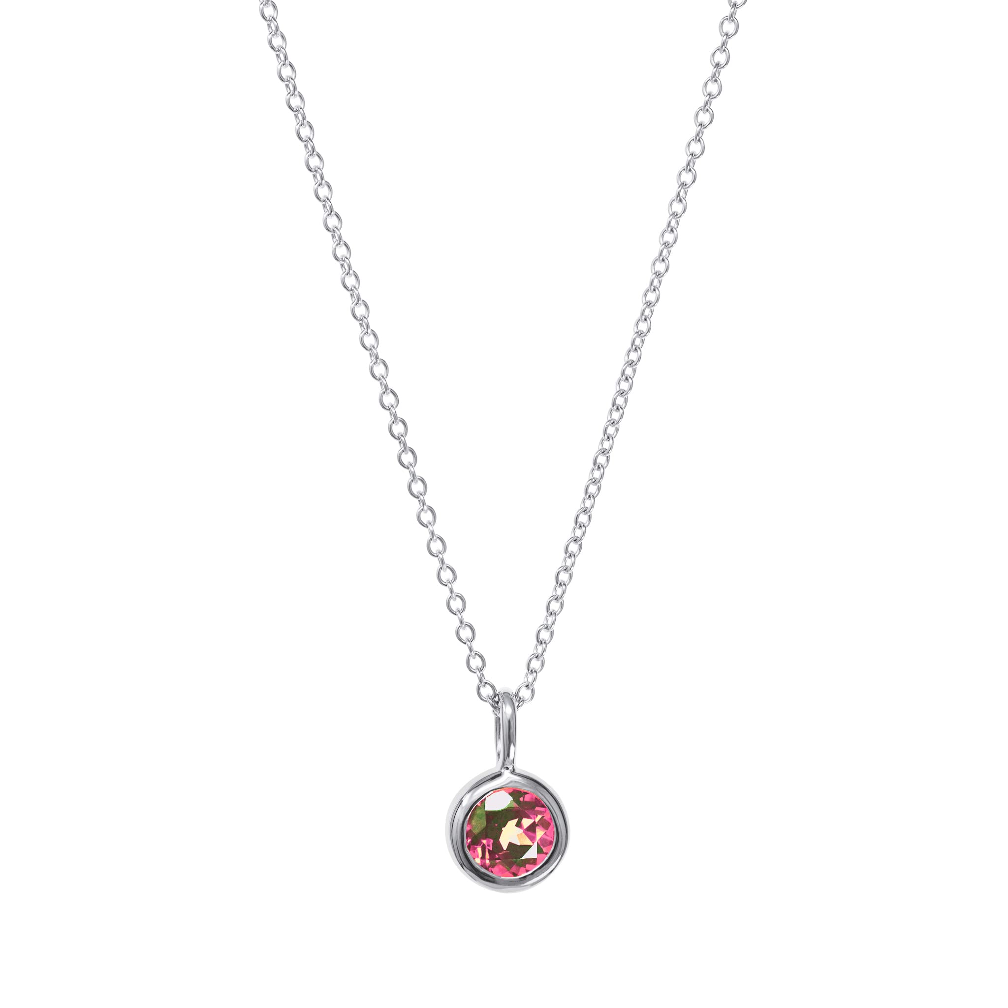 Sterling Silver Birthstone Charm Necklace with 16