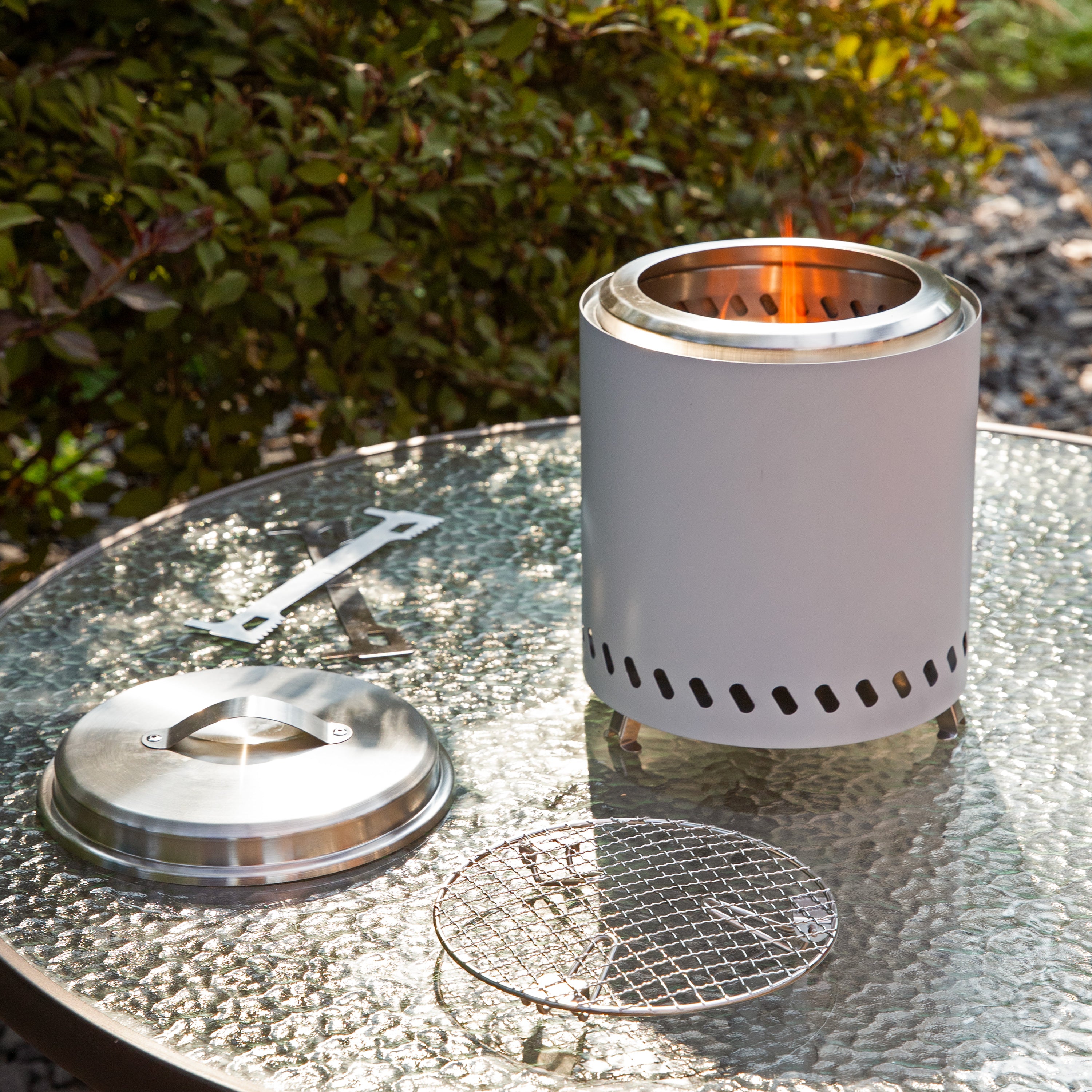 Sunnydaze 3-Piece Stainless Steel Smokeless Fire Pit Accessory Kit - Outdoor Camping, Backyard, Patio, and Garden Fire Pit Tools Set