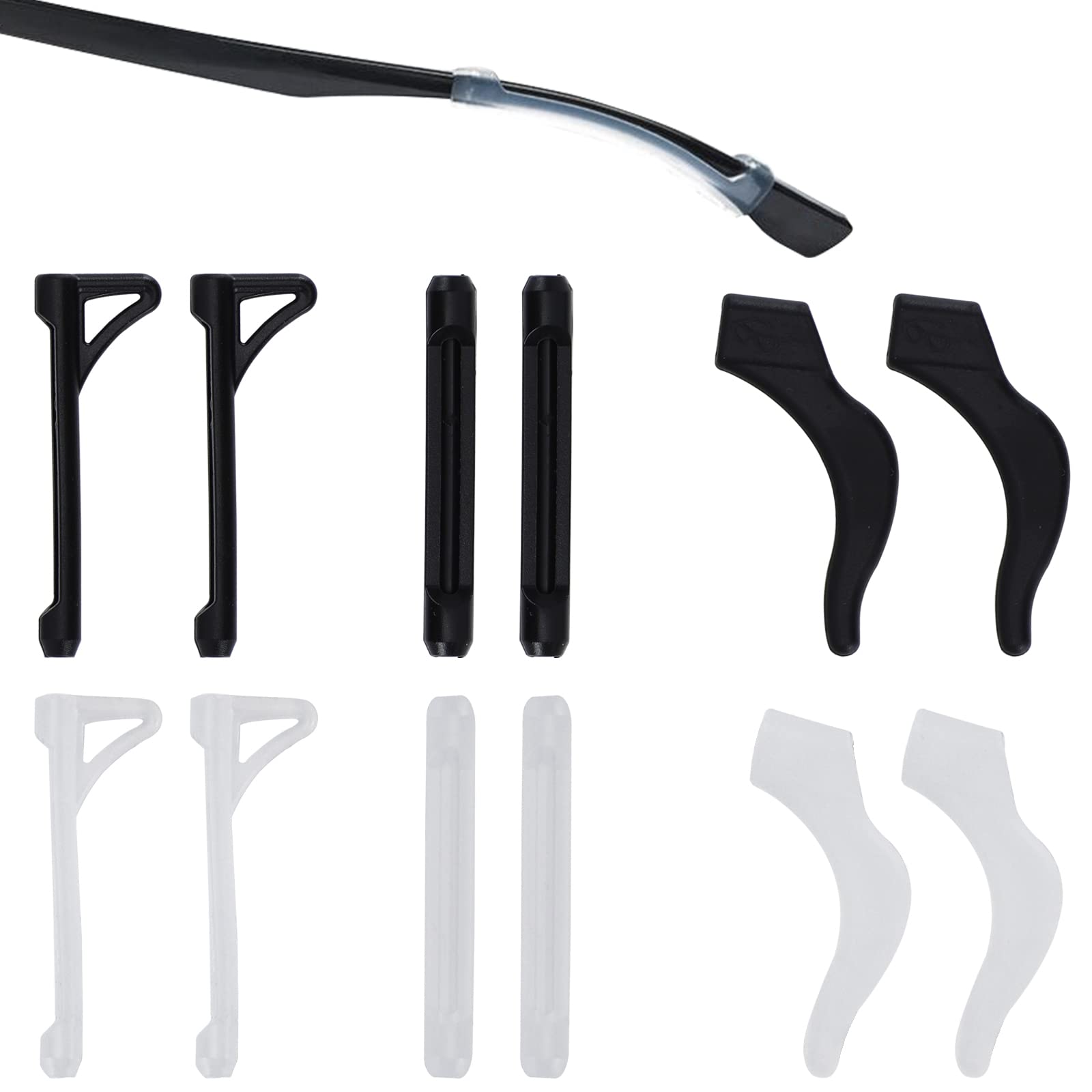 6 Pairs Anti-Slip Silicone Glasses Grips for Behind Ear - Comfortable Eyeglass Retainers for Sports, Reading & Daily Use