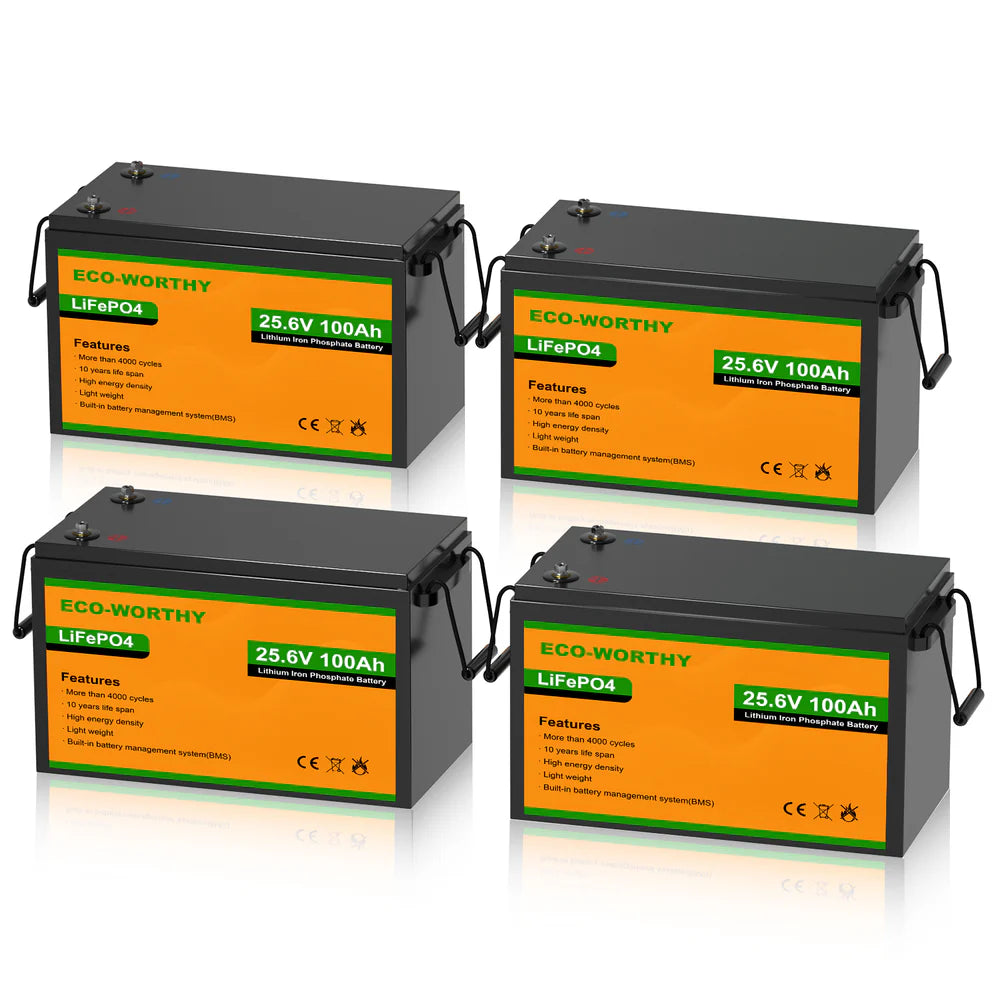 ECO WORTHY 24V 100Ah LiFePO4 Lithium Iron Phosphate Battery - Deep Cycle for Solar Power, RV, Marine, Off-Grid & Backup Power Systems