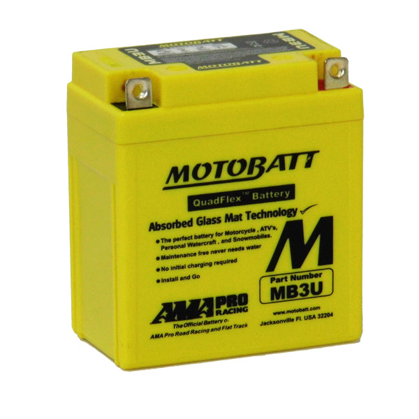 Motobatt MB3U 12V 3.8Ah AGM Motorcycle Battery - High Performance Power for Dirt Bikes, ATVs & Scooters - Perfect for Off-Road Adventures & Daily Commuting