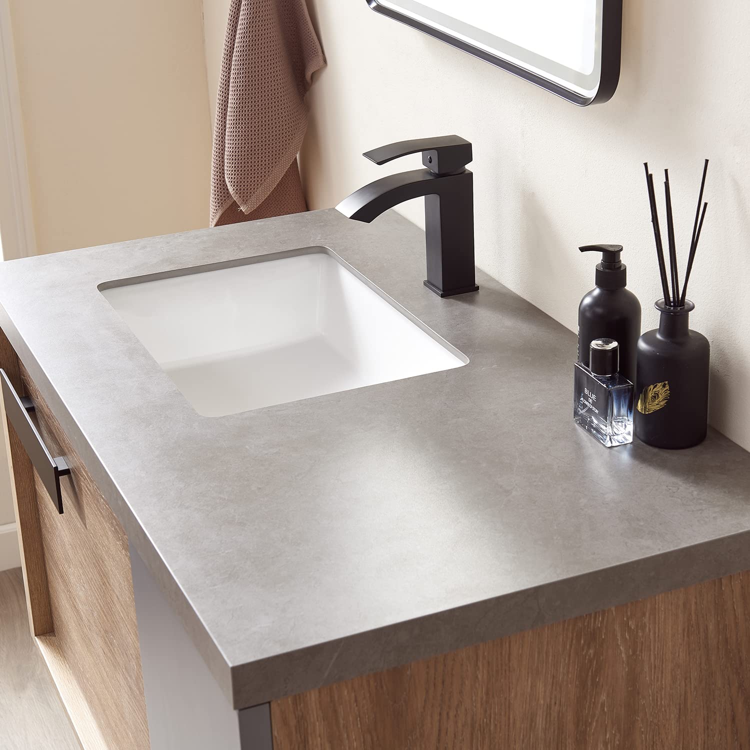 VINNOVA Carcastillo Bathroom Vanity with Sink - 36 Inch Modern Oak Wood Vanity for Bathroom - North American Solid Oak Construction - Perfect for Master Bath, Guest Bath & Powder Room Remodeling