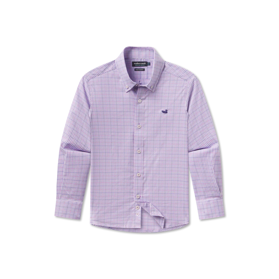 Southern Marsh Boys' Performance Gingham Dress Shirt - Breathable & Stylish for School, Church & Special Occasions