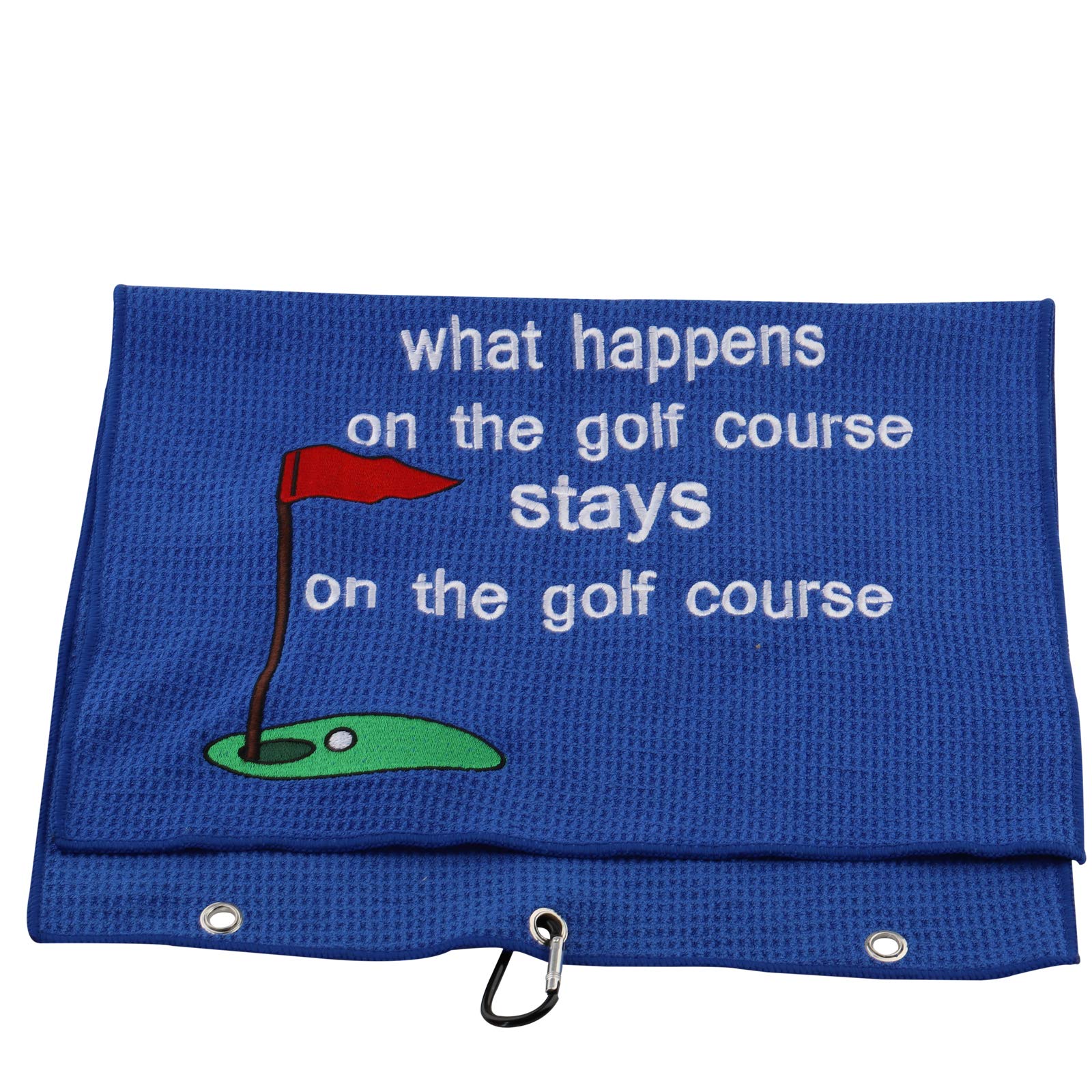 Premium Embroidered Golf Towel - Microfiber Waffle Design with Clip - Funny Golf Gift for Men & Women - Perfect for Golf Courses, Driving Ranges & Sports Events