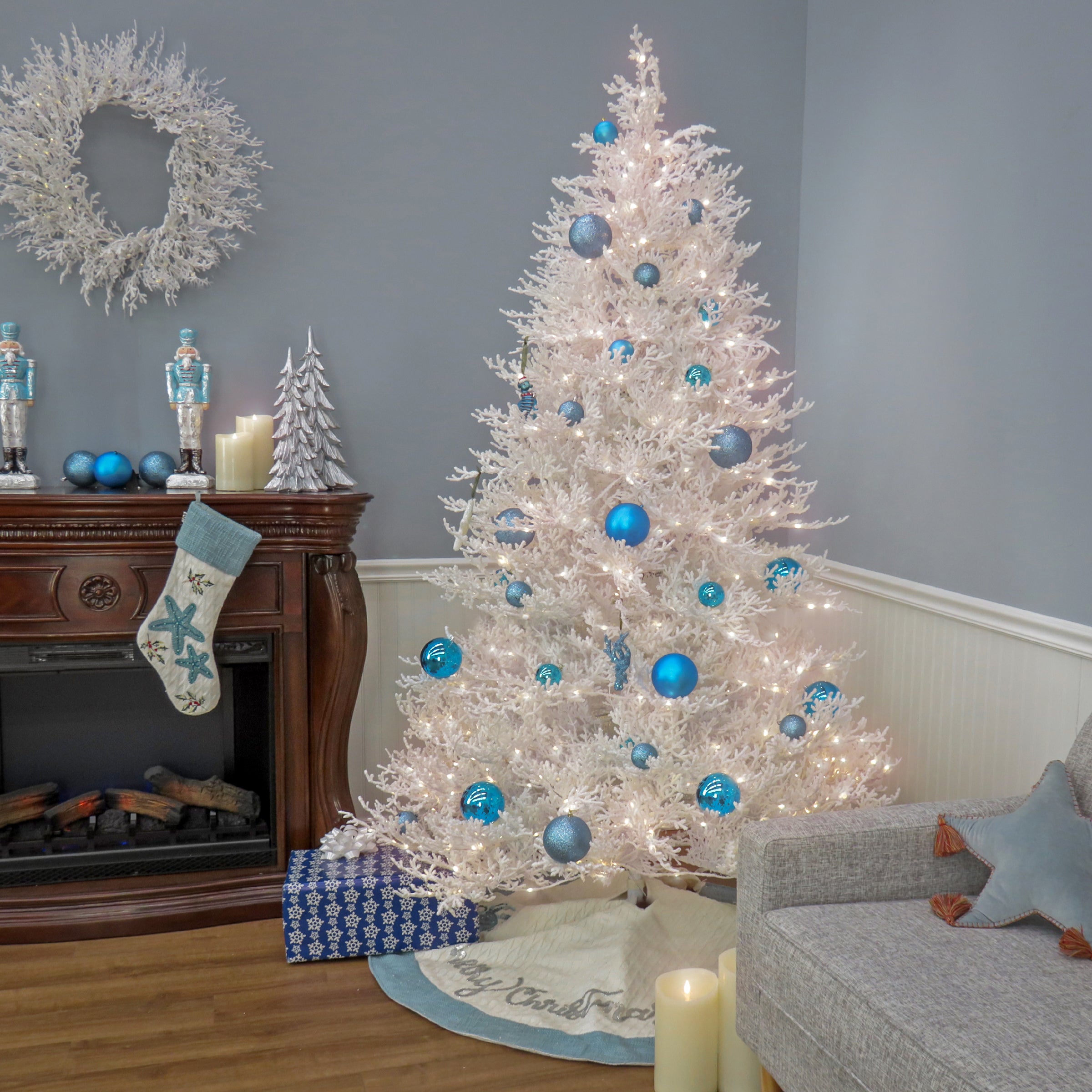7.5 ft Pre-Lit Artificial Sea Coral Tree with Warm White LED Lights - Perfect for Home Decor, Wedding, Party & Holiday Decoration