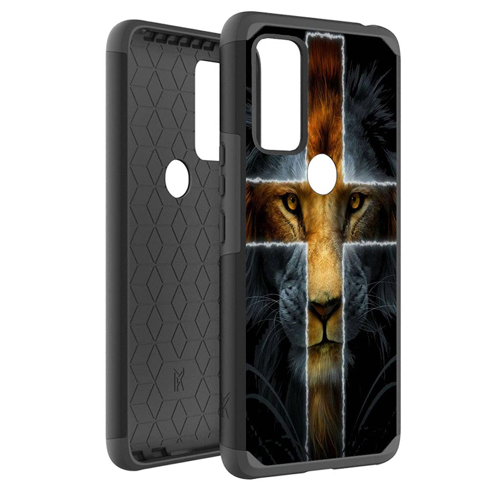 Shockproof Hybrid Phone Case for AT&T Radiant Max 5G & Cricket Dream 5G - Durable Dual Layer Protective Cover with Lion Cross Design | Perfect for Everyday Use, Travel & Outdoor Activities