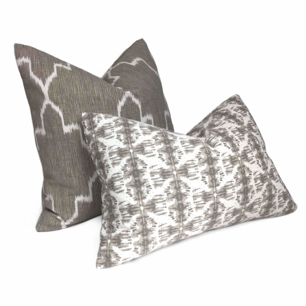 Stylish Taupe Brown & Off White Tribal Geometric Pillow Cover - Handmade Lacefield Designs Fabric - Perfect for Boho Chic Living Room & Bedroom Decor