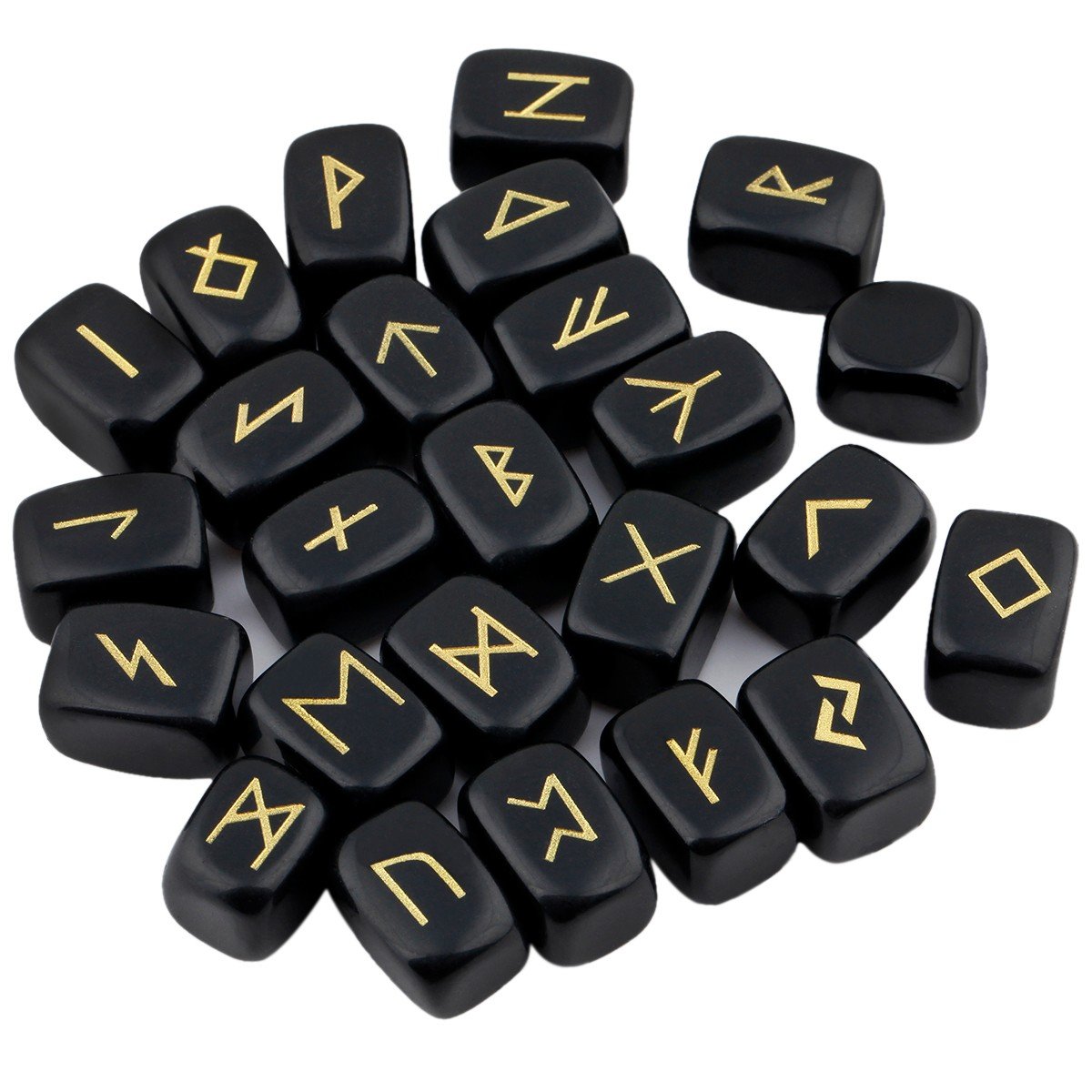 MookaiteDecor Rune Stones Set - 2 Piece Elder Futhark Alphabet Crystal & 13 PCS Obsidian Witches Runes with Gypsy Symbols for Divination, Meditation, and Spiritual Healing | Perfect for Wiccan, Pagan, and Witchcraft Practices