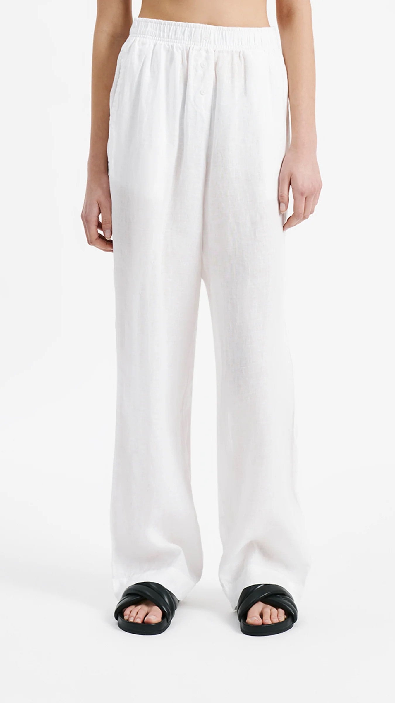 Premium White Linen Lounge Pants for Women - Soft & Breathable Comfort Wear - Perfect for Yoga, Home Relaxation & Summer Outfits