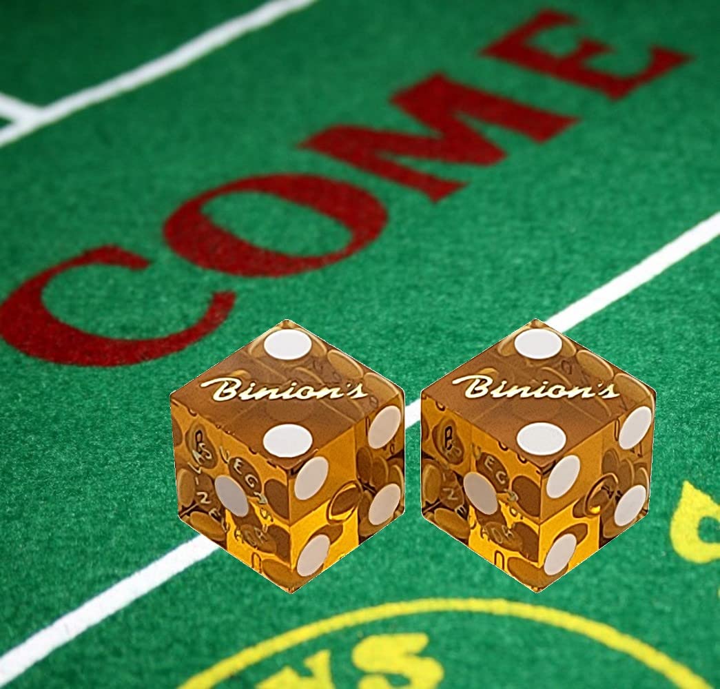 Authentic Binion's Las Vegas Casino Craps Starter Kit with Rattan Dice Stick - Yellow Dice Set | Perfect for Casino Nights, Home Gaming & Gifts for Craps Enthusiasts