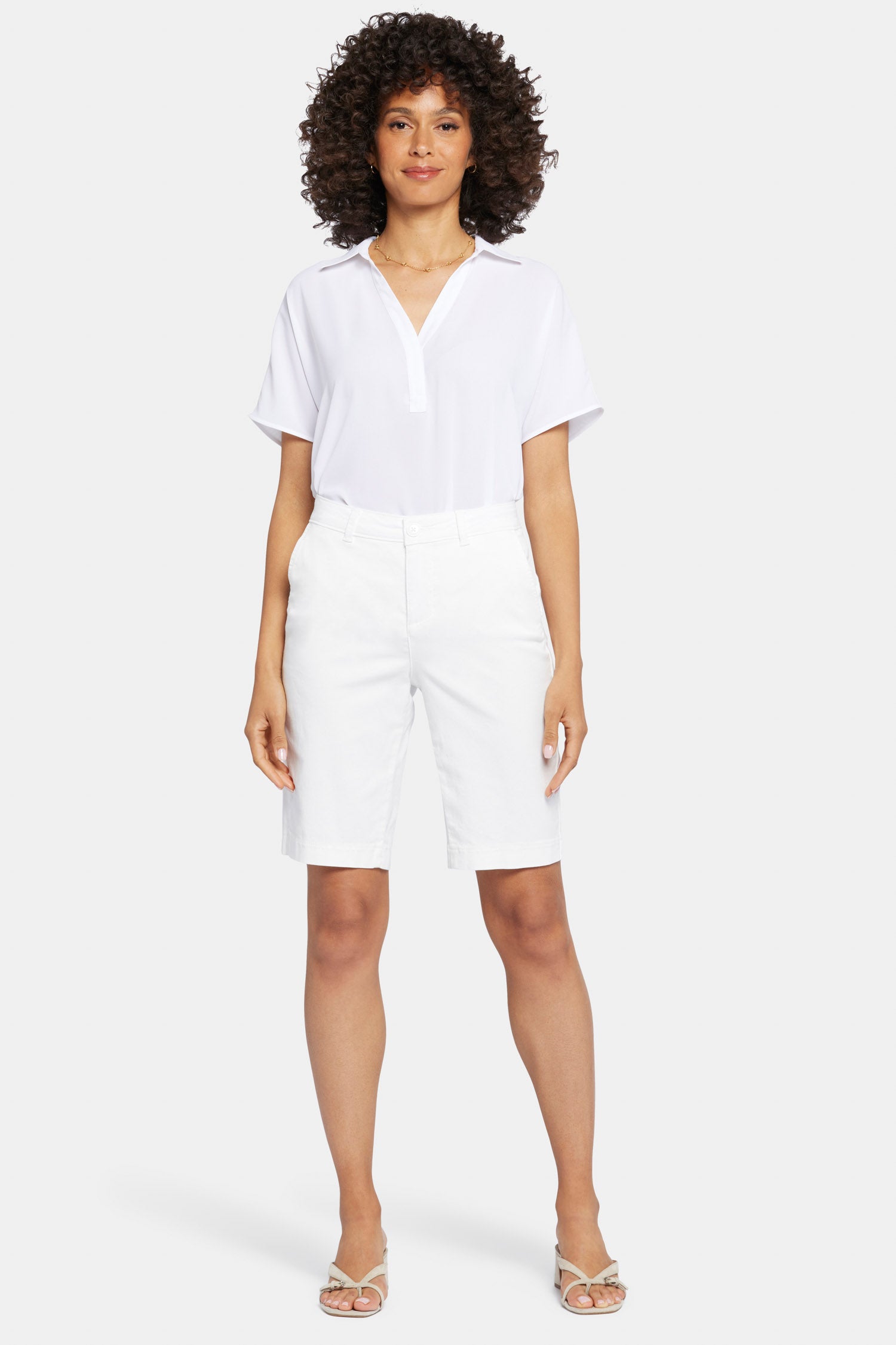 Men's Bermuda Shorts in Optic White - Comfortable Casual Summer Shorts for Beach, Travel & Outdoor Activities