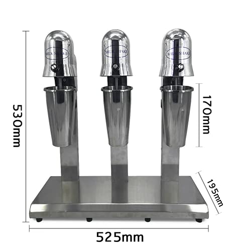 Professional Stainless Steel Milkshake Maker with 3 Speeds - 800ml x3 Cups for Smoothies, Ice Cream & Fruit Blends - Commercial Countertop Blender for Shops, Cafes & Home Kitchens
