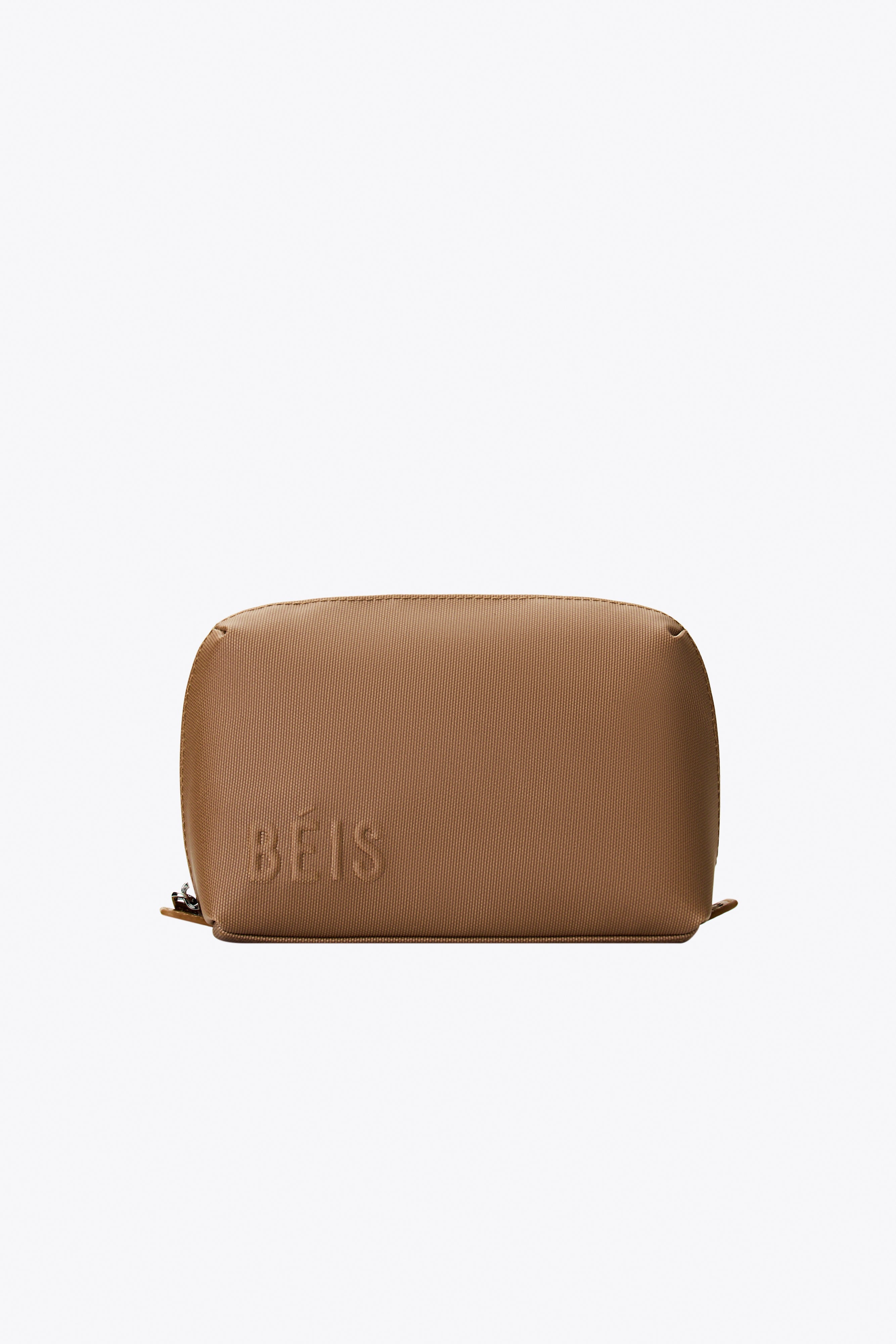 Premium Camel Leather Small Cosmetic Pouch - Travel Makeup Bag for Women, Perfect for Everyday Use & On-The-Go Essentials