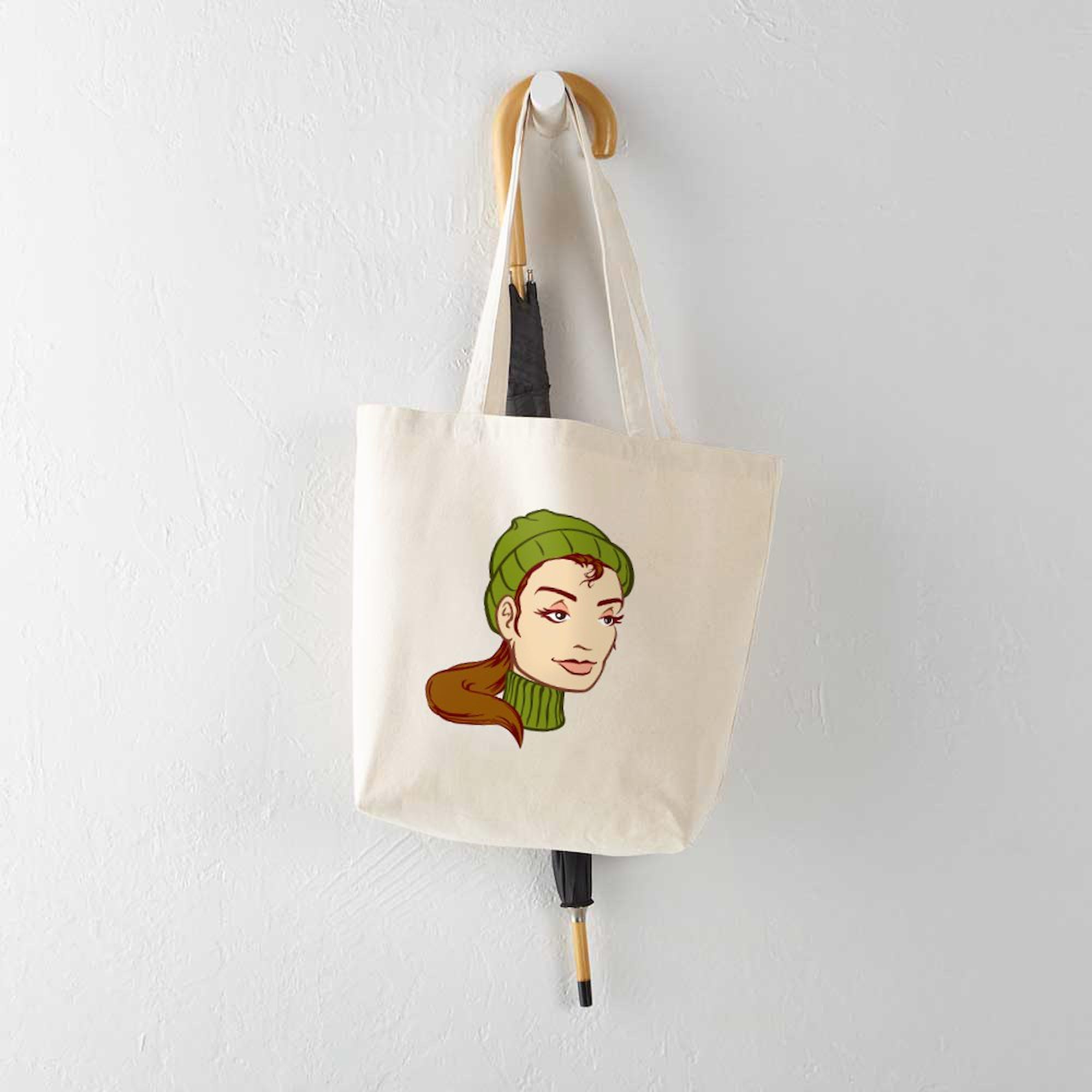 French Female Tote Bag - Natural Canvas Reusable Shopping Bag for Women | Eco-Friendly Grocery Bag, Beach Tote & Work Commute Accessory