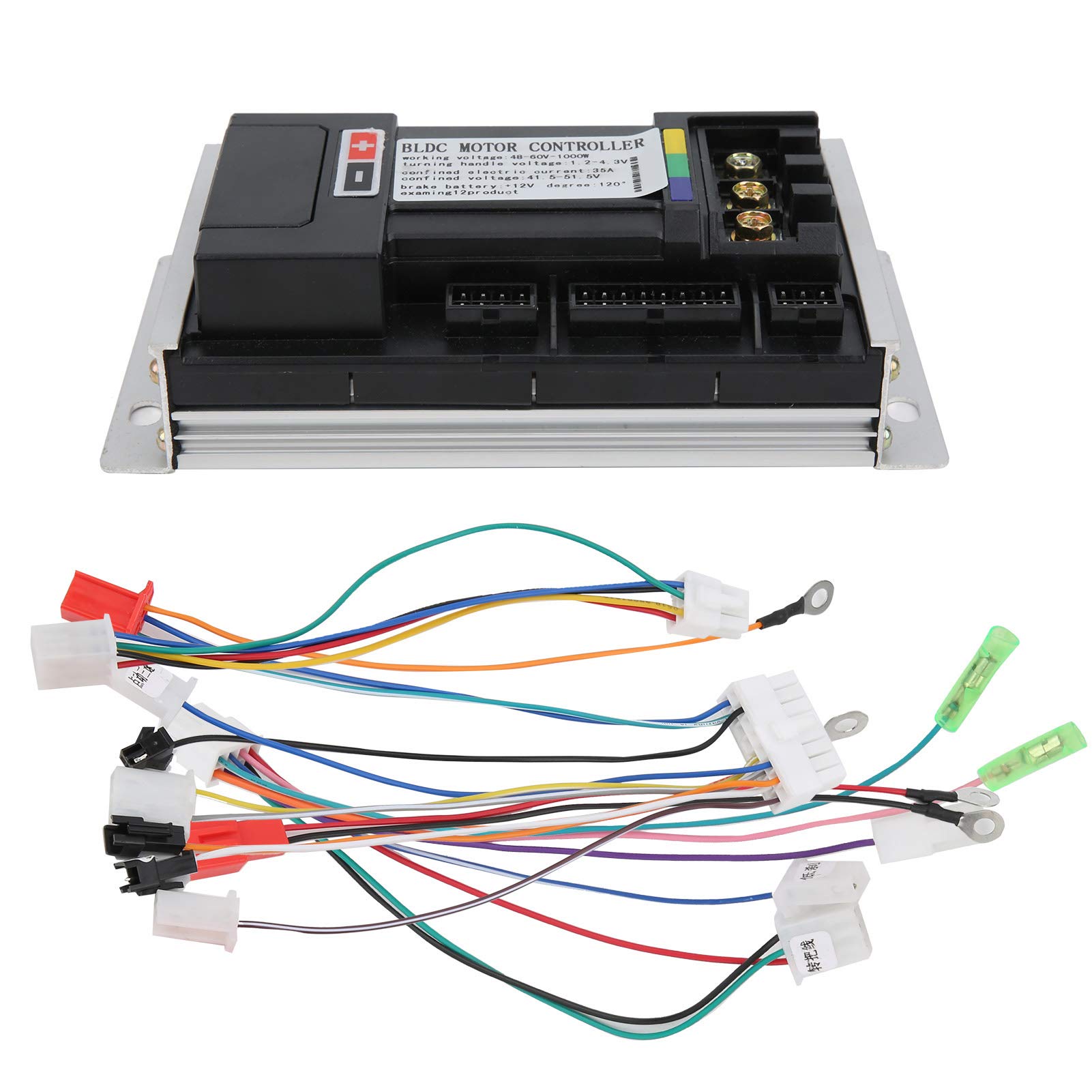 Dilwe 48V-60V/60V-72V Electric Scooter Controller - Durable Aluminum Alloy Brushless Motor Controller with 4 Cable Accessories for E-Scooters, Perfect for Commuting & Urban Transportation