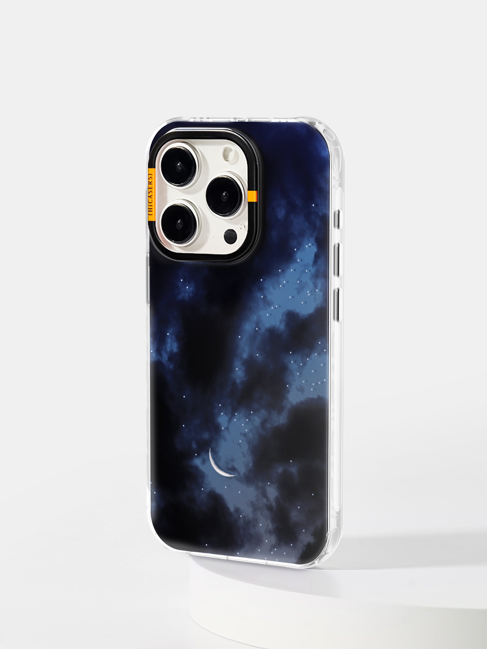 Crescent Night Sky Mirror Case - Dark Blue Phone Cover for iPhone & Samsung | Perfect for Stargazing & Nighttime Aesthetics