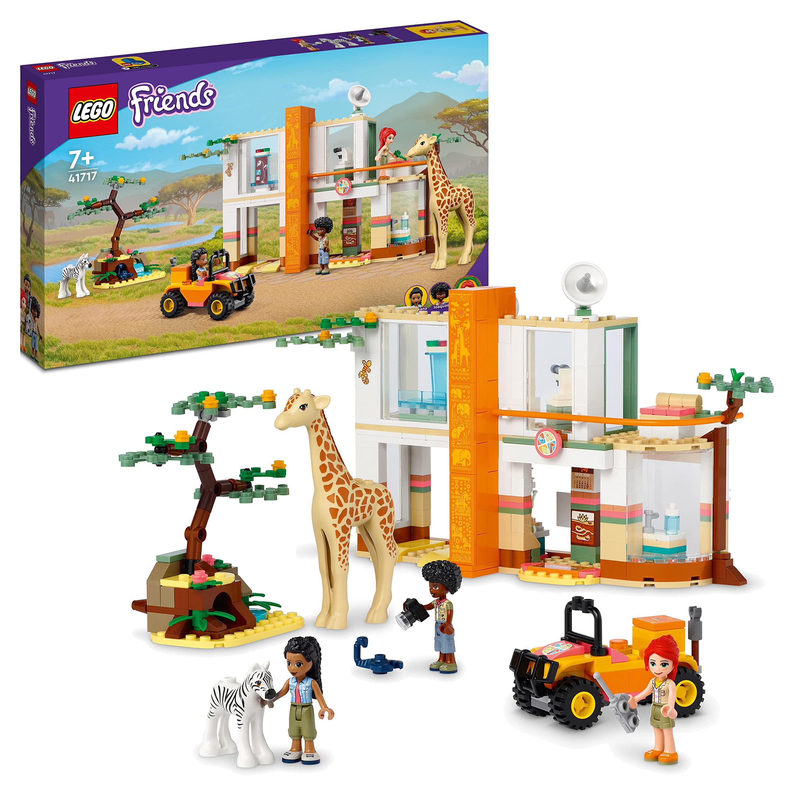 LEGO 41717 Friends Mia's Wildlife Rescue Toy Set with Zebra & Giraffe Animals, Mini Dolls & Car - Perfect Christmas Gift for Kids & Santa Presents - Great for Pretend Play, Animal Rescue Adventures & Holiday Gifting