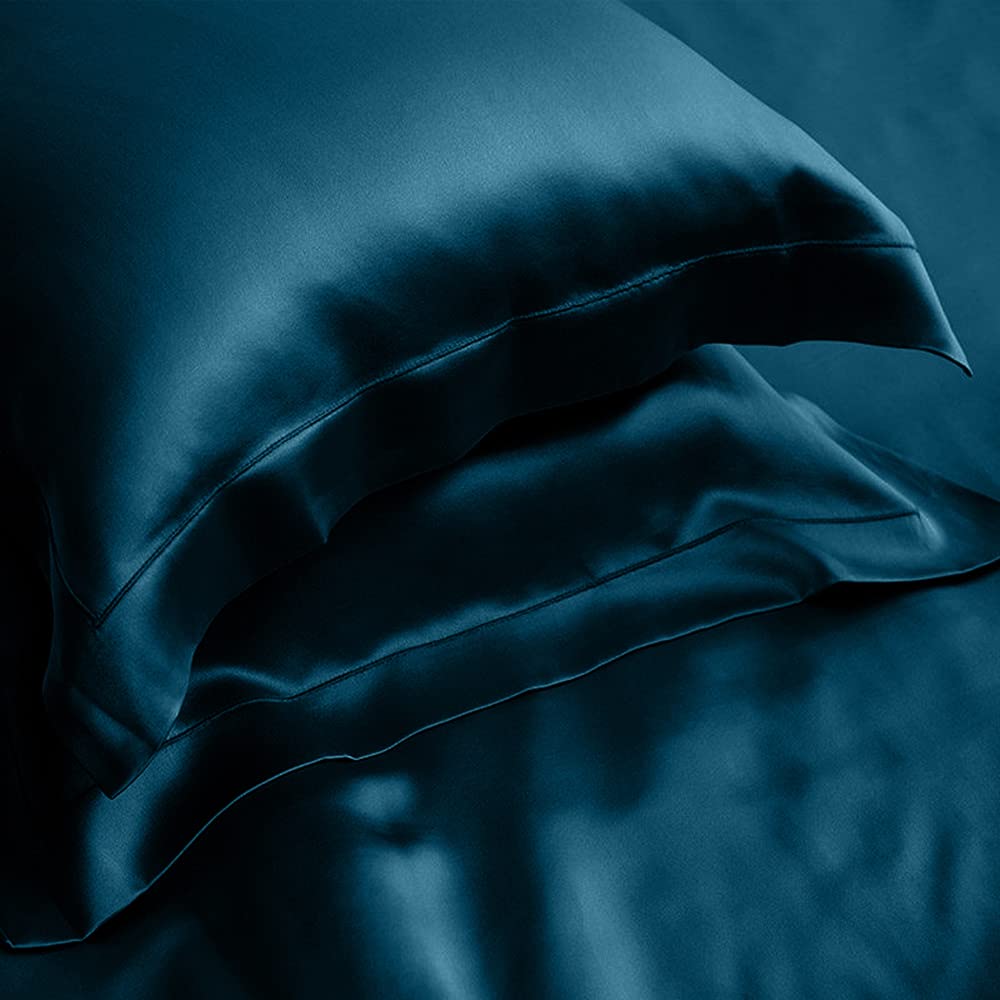 Orose Premium 25 Momme 100% Mulberry Silk Sheets Set - 6A Grade Luxury Deep Pocket Bedding for California King Size (Peacock Blue) | Soft & Breathable for All-Season Comfort, Perfect for Hot Sleepers & Sensitive Skin