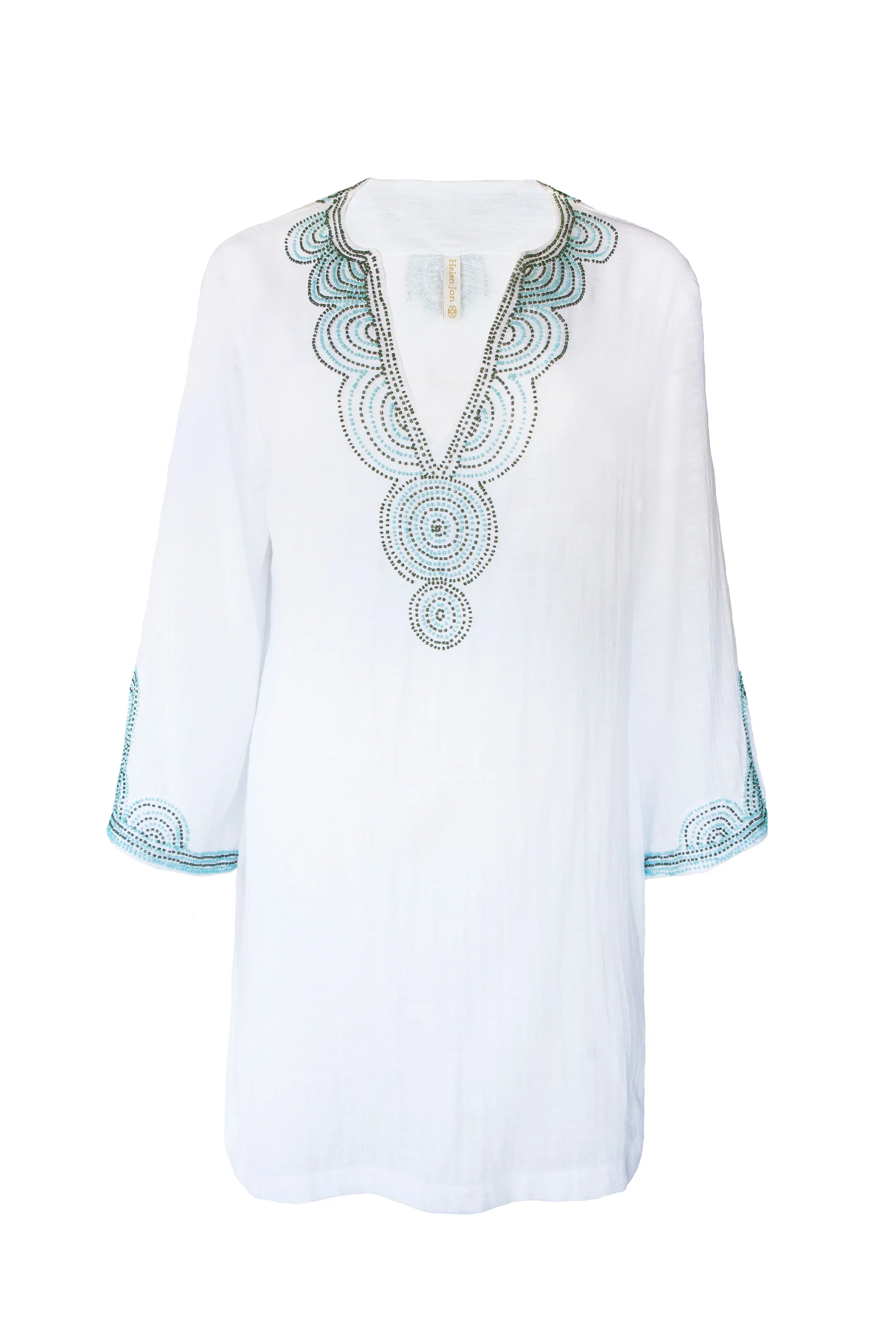 Beaded Beach Tunic Cover Up - Light Seafoam Green Women's Summer Tunic for Pool, Vacation and Resort Wear