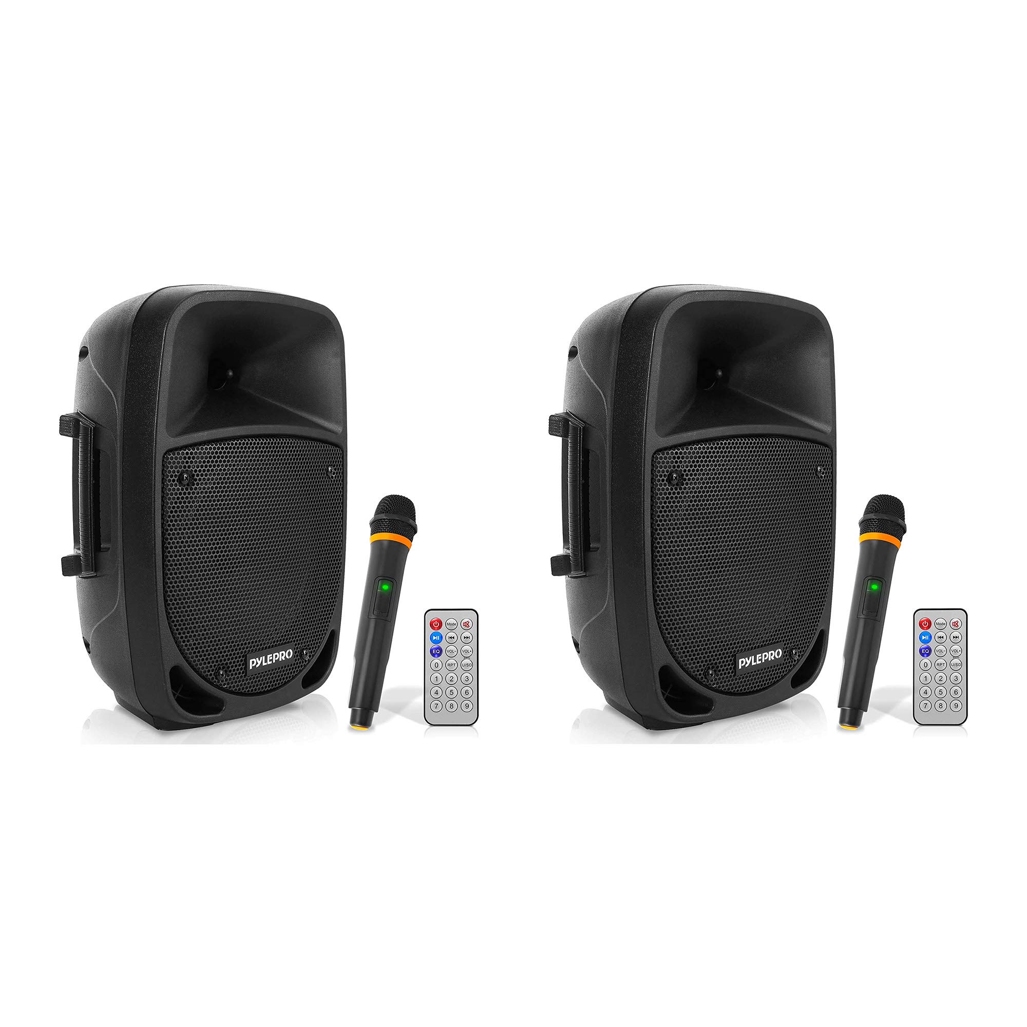 Pyle PSBT85A 800W Bluetooth Portable Karaoke Speaker System with Wireless Mic, MP3/USB/SD Card Reader & Rechargeable Battery (2 Pack) - Perfect for Home Parties, Outdoor Events & Travel Entertainment