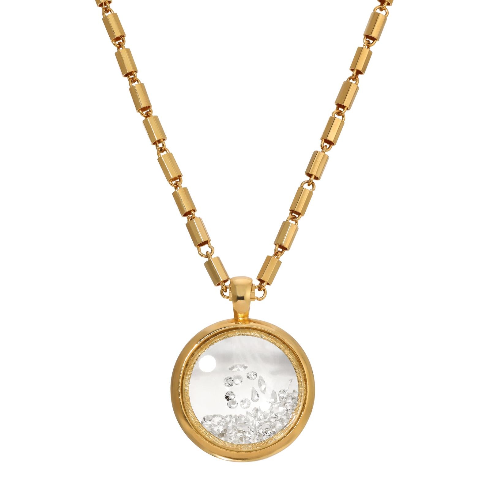 1928 Jewelry Golden Luxe Round Magnifier Crystal Pendant Necklace - 30mm 2-3X Magnification Power - Perfect for Reading, Jewelry Appraisal & Hobby Work