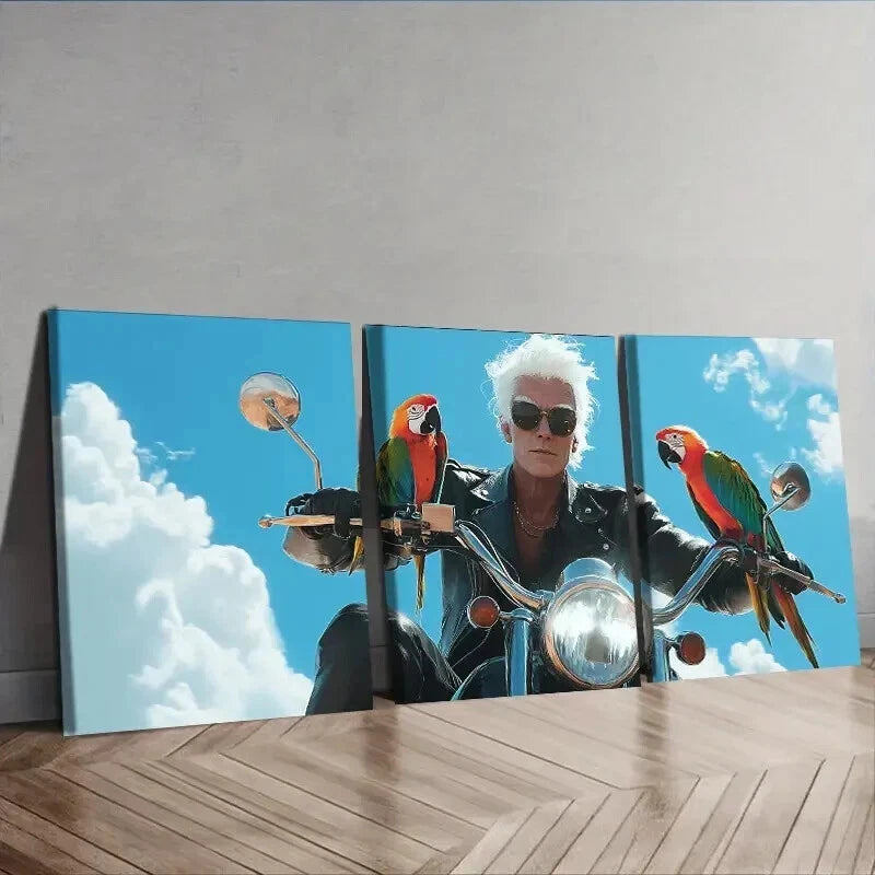 3-Piece Free Old Man Design Wall Art Set - Framed Canvas 50x70cm - High Quality Print - 100% Australian Made - Ready to Hang - Perfect for Living Room, Bedroom & Office Decor